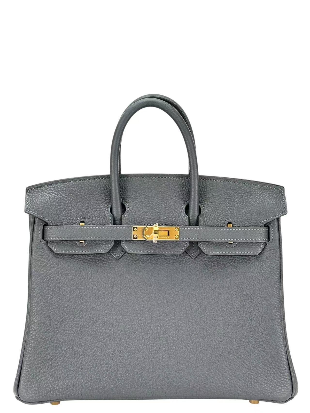 HERMES - Birkin 25  Gris Misty  Togo Gold Hardware