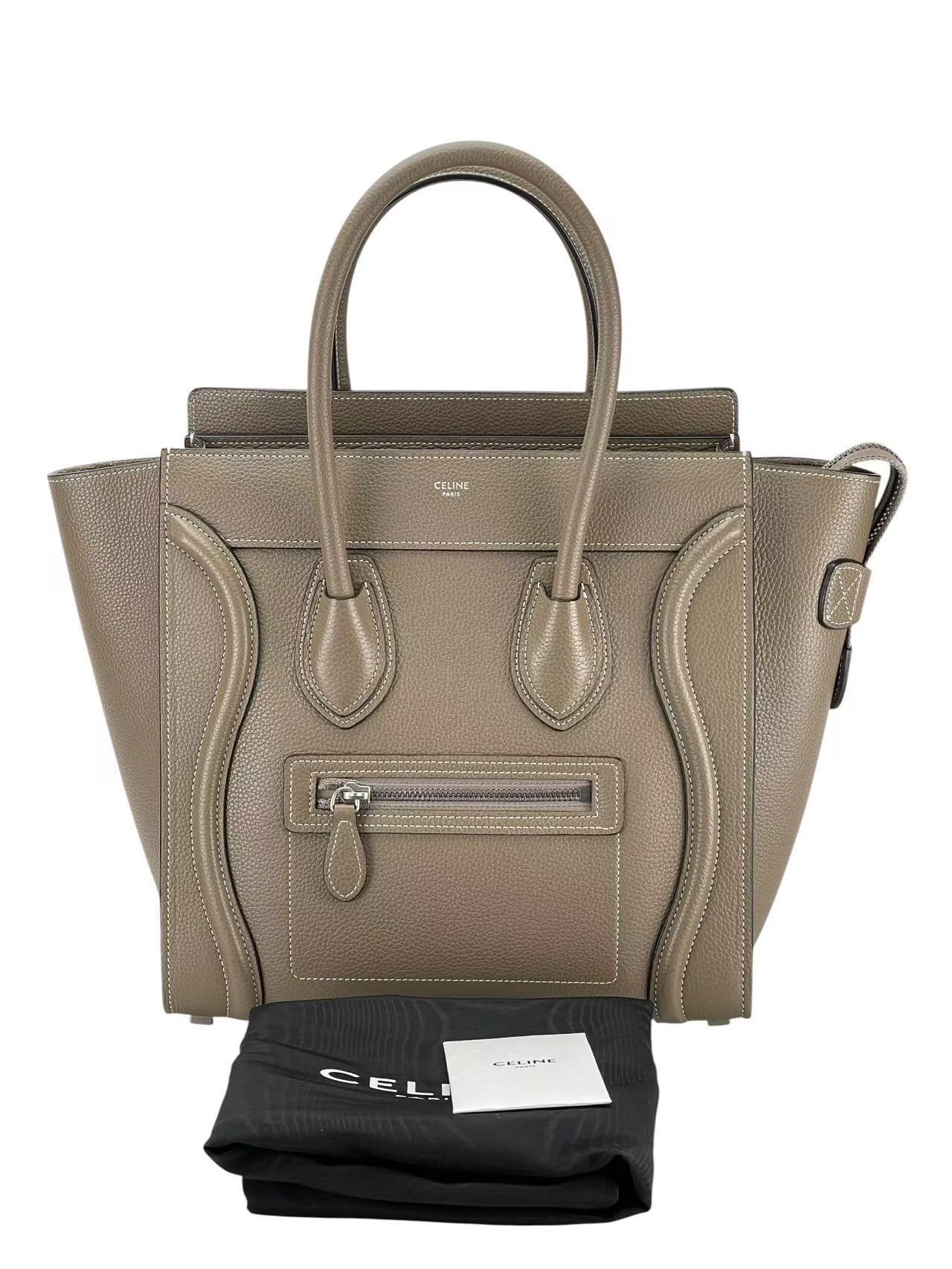 CELINE - Micro Luggage handbag in Drummed Calfskin Grey 