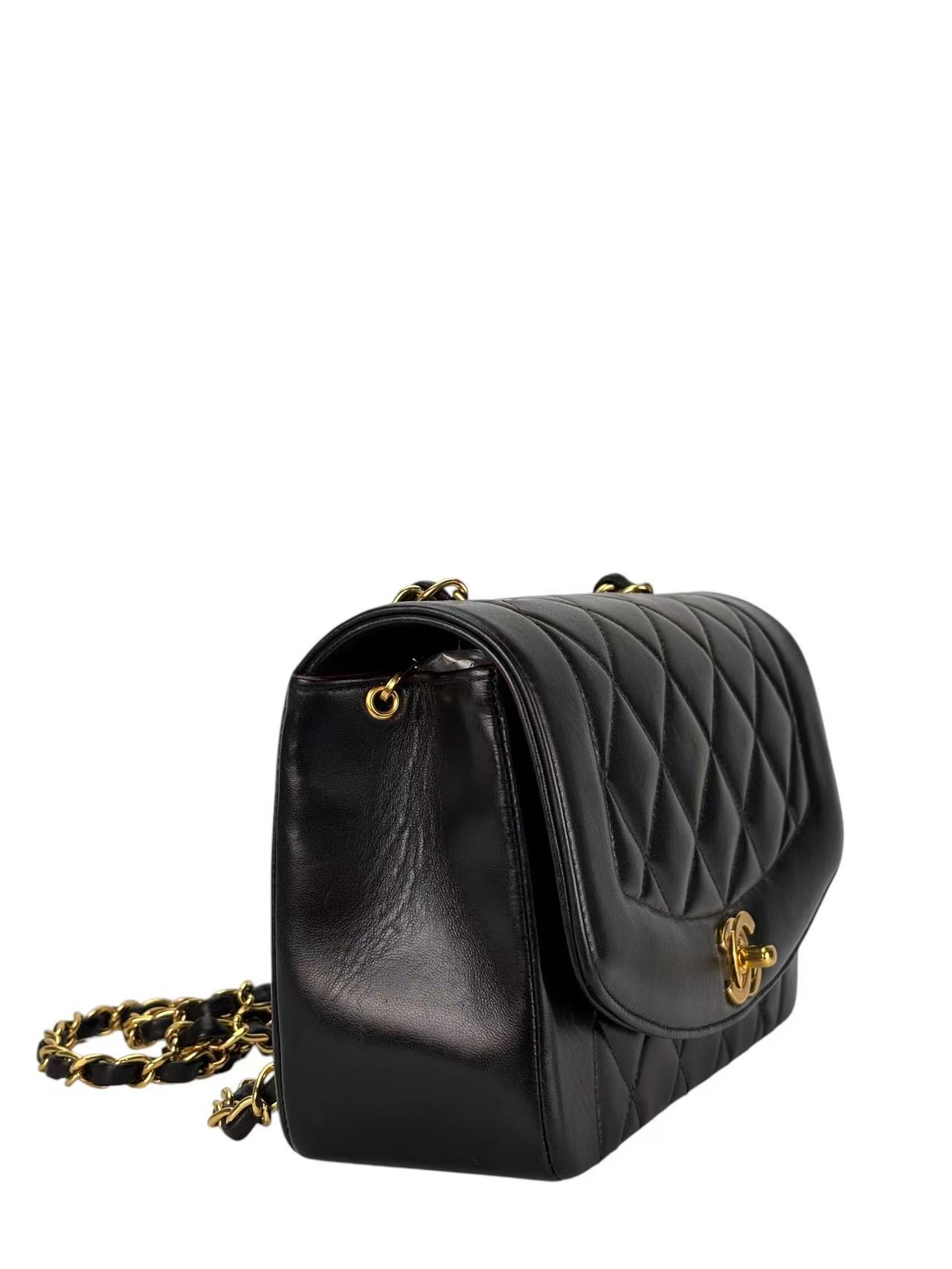 CHANEL - Black Lambskin  Small Diana Shoulder Bag