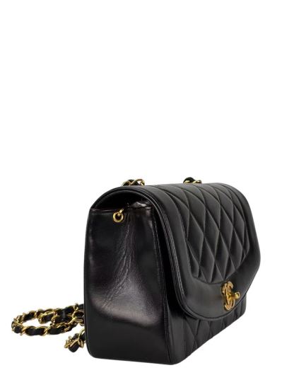 CHANEL - Black Lambskin  Small Diana Shoulder Bag