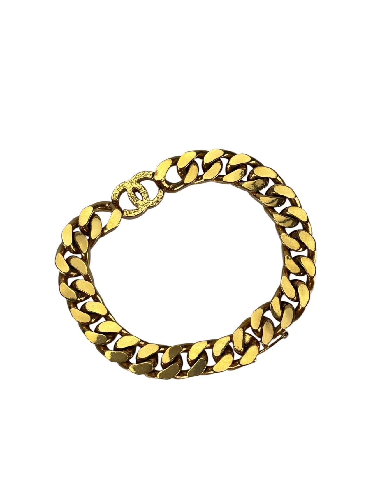 CHANEL - CC Logo Gold Chain Bracelet