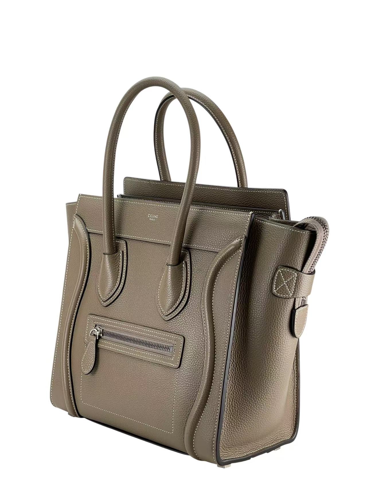 CELINE - Micro Luggage handbag in Drummed Calfskin Grey 
