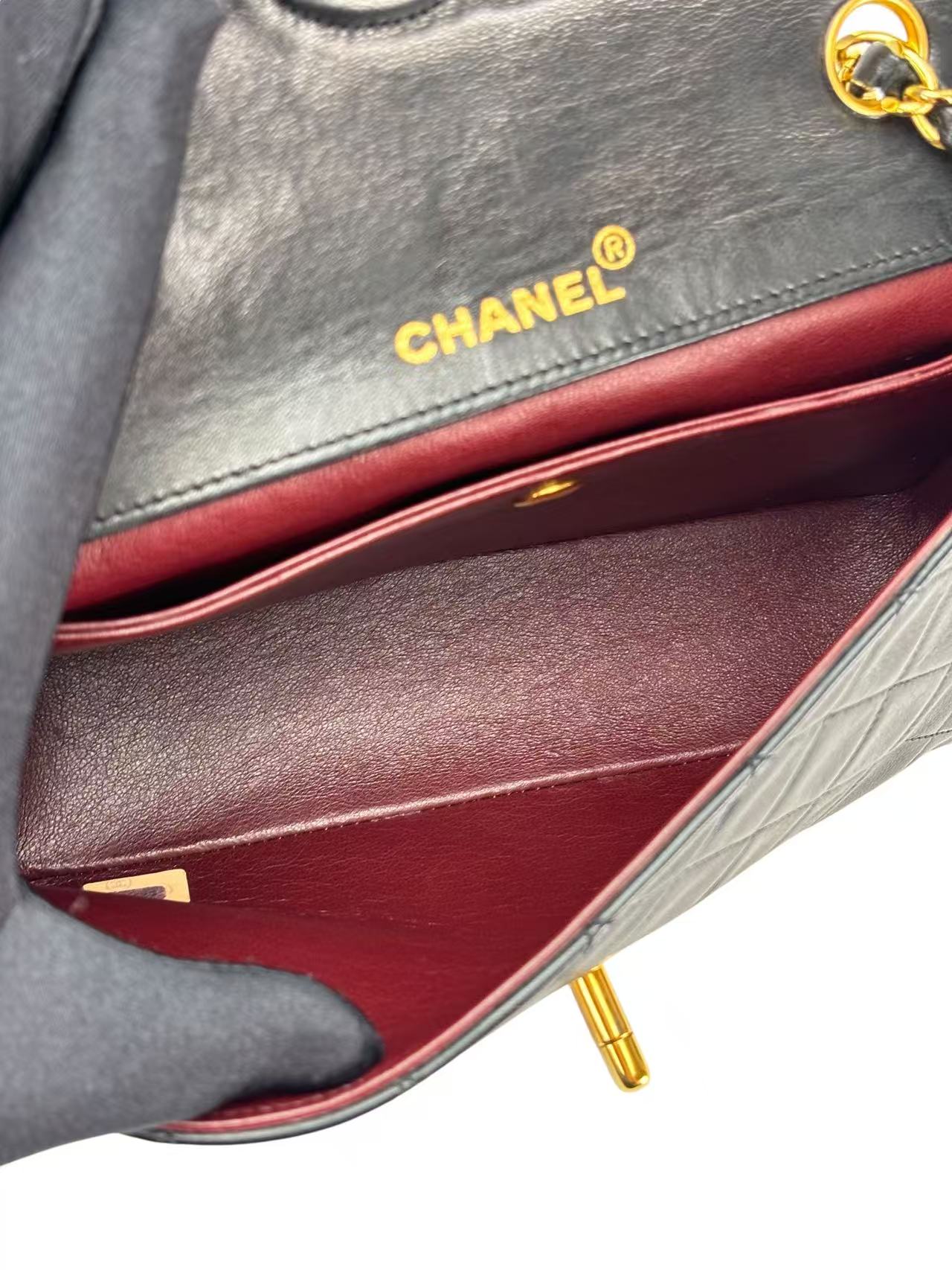 CHANEL - Flap Single Chain Bag Black Lambskin Gold Hardware