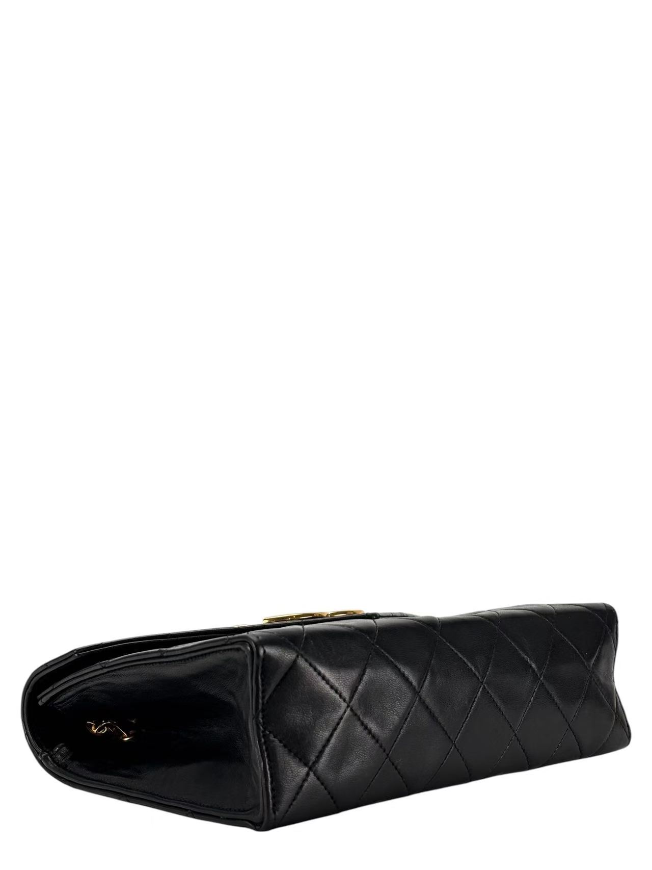 CHANEL - Big CC Logo Shoulder Bag Black Lambskin Gold Hardware