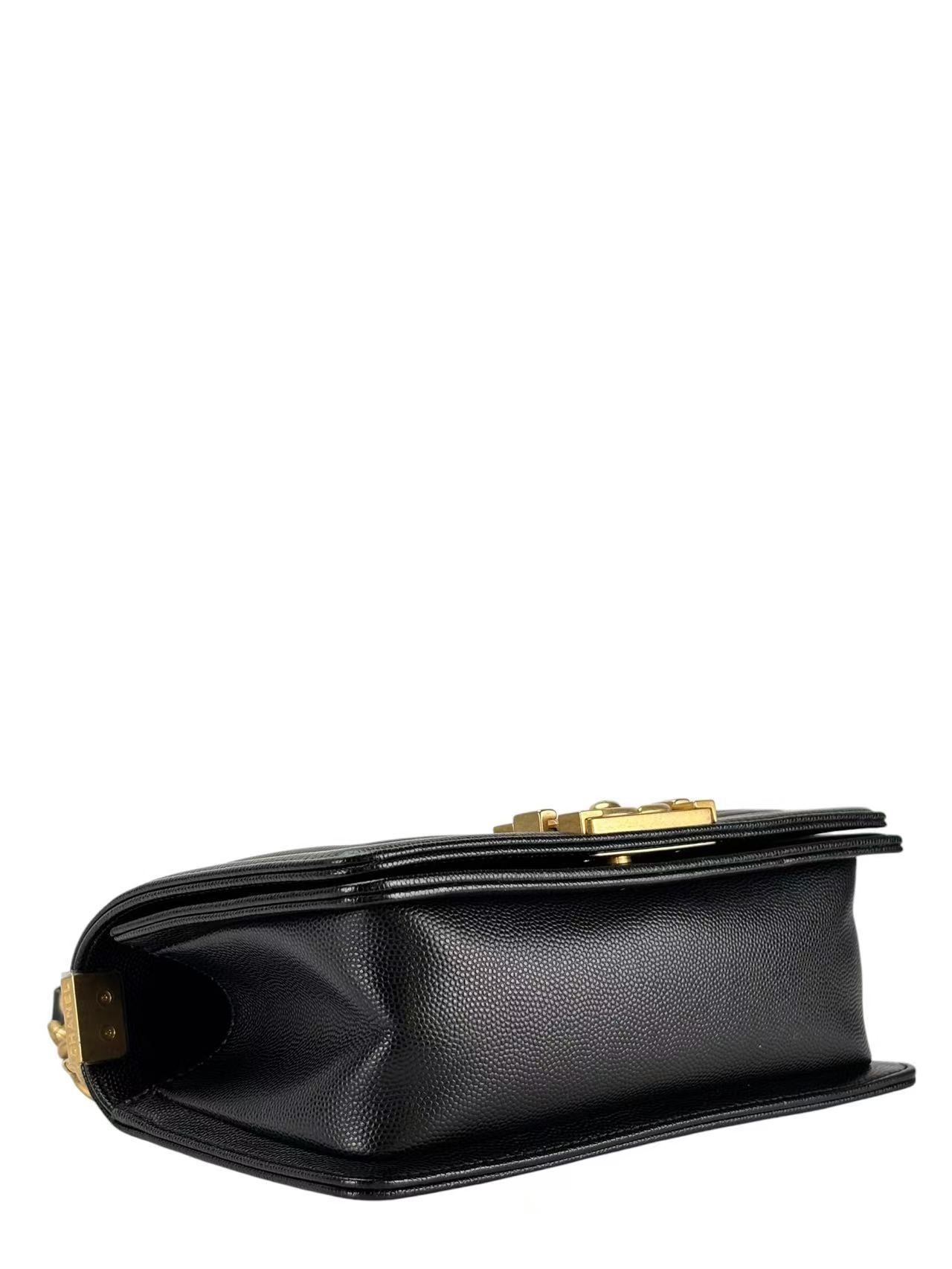 CHANEL - Small Boy Flap Bag Black Caviar Gold Hardware
