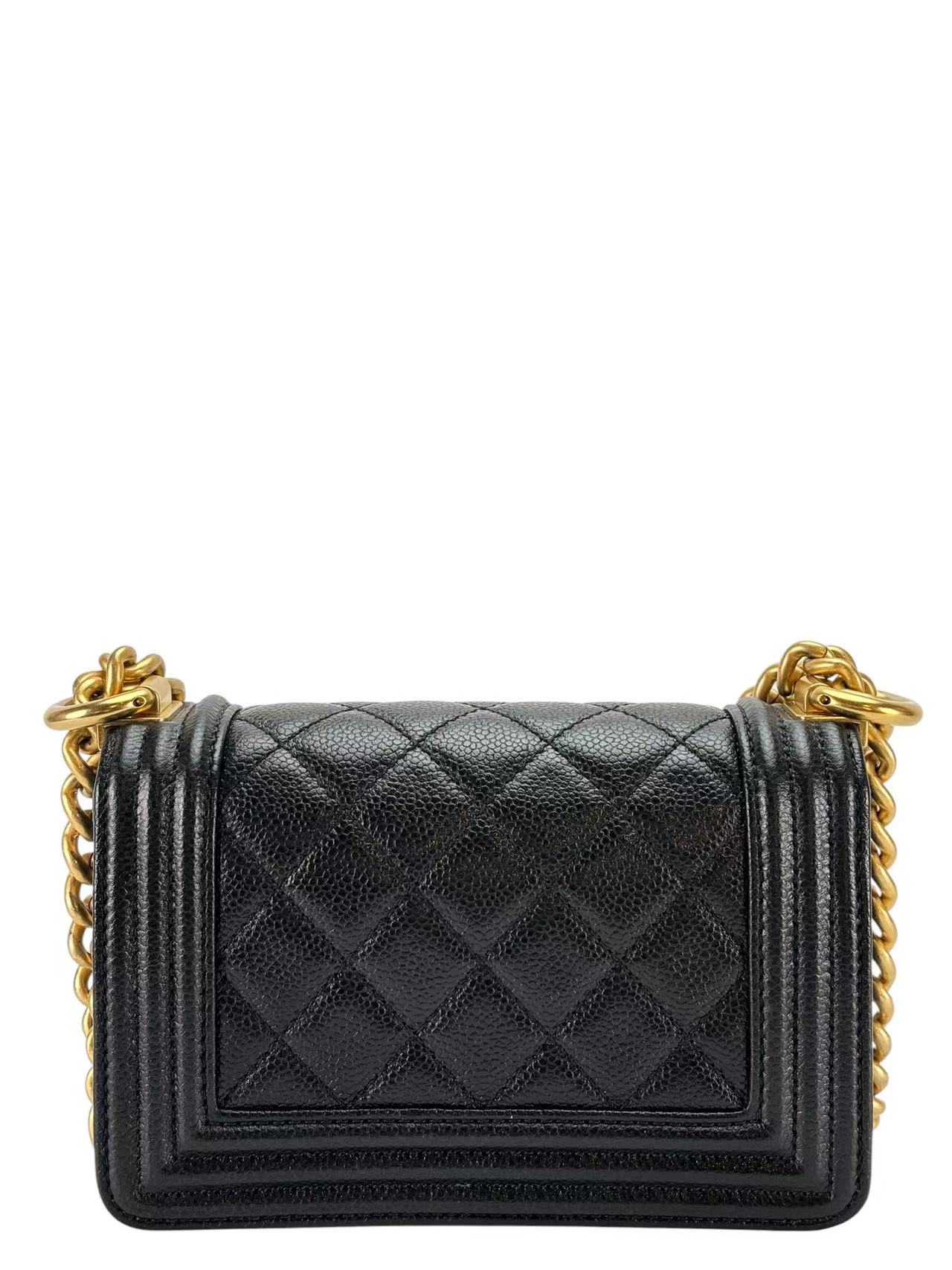 CHANEL - Small Boy Flap Bag Black Caviar Gold Hardware