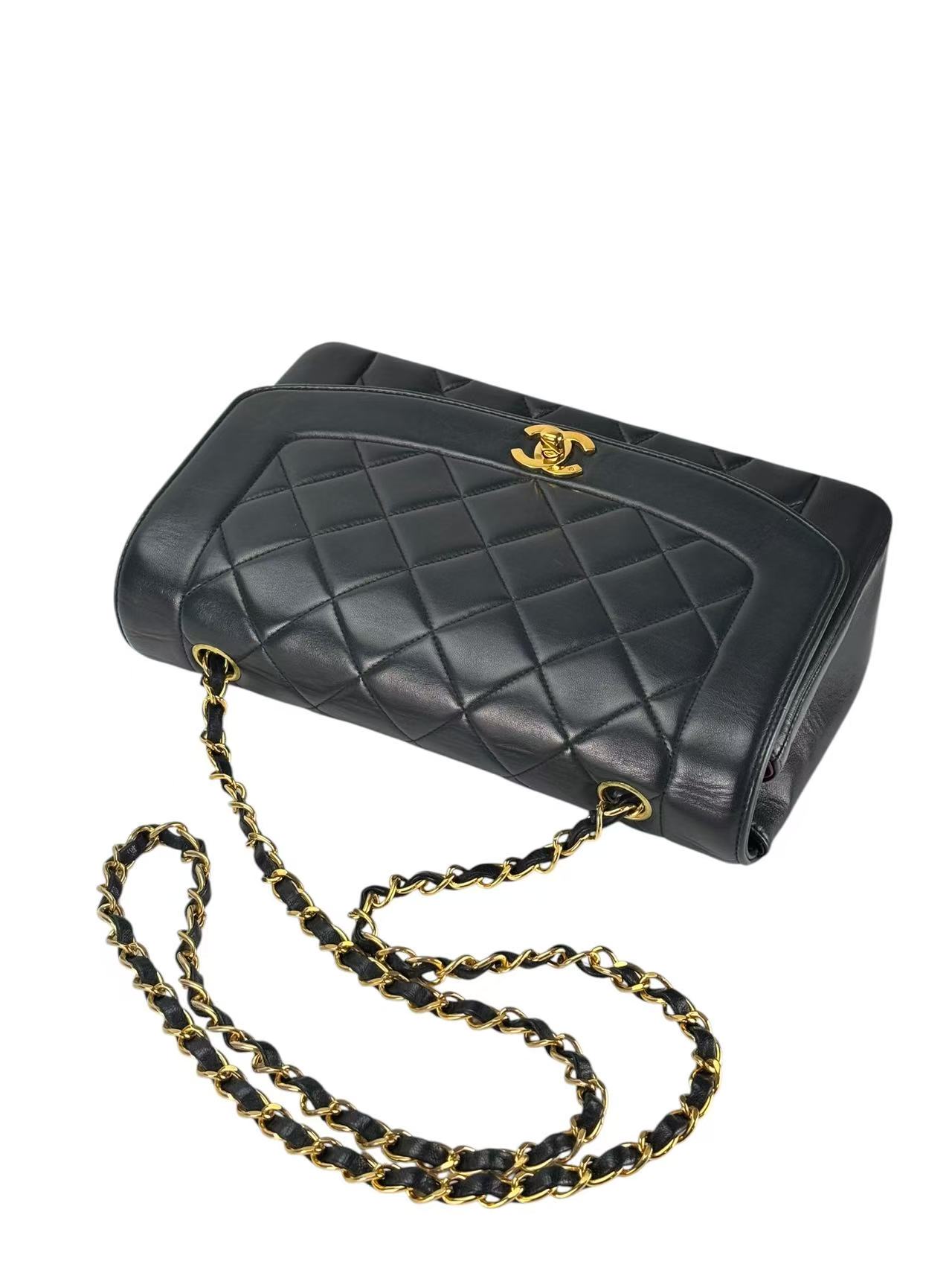 CHANEL - Black Lambskin Medium Diana Shoulder Bag