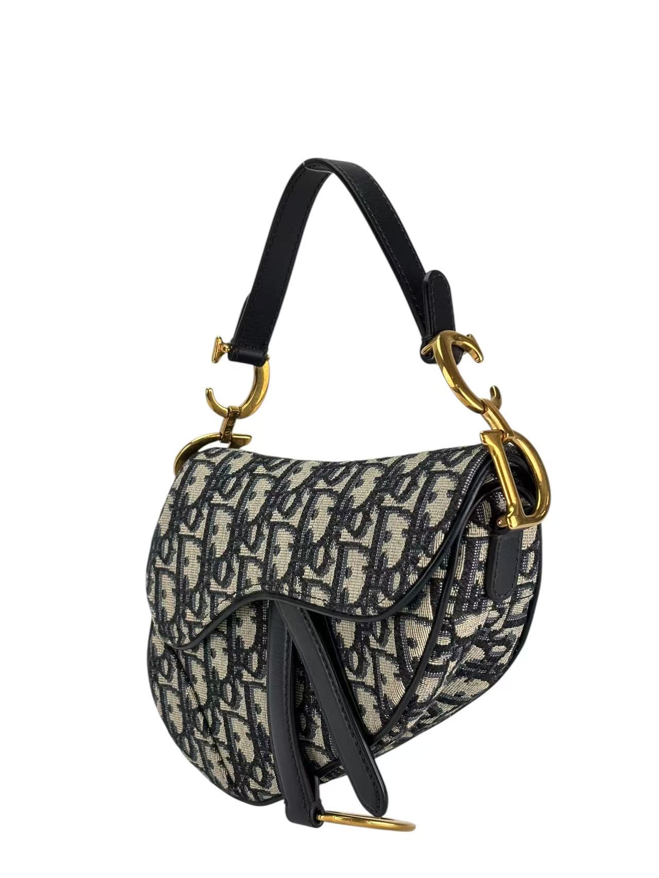 CHRISTIAN DIOR - Saddle Pochette Oblique Jacquard