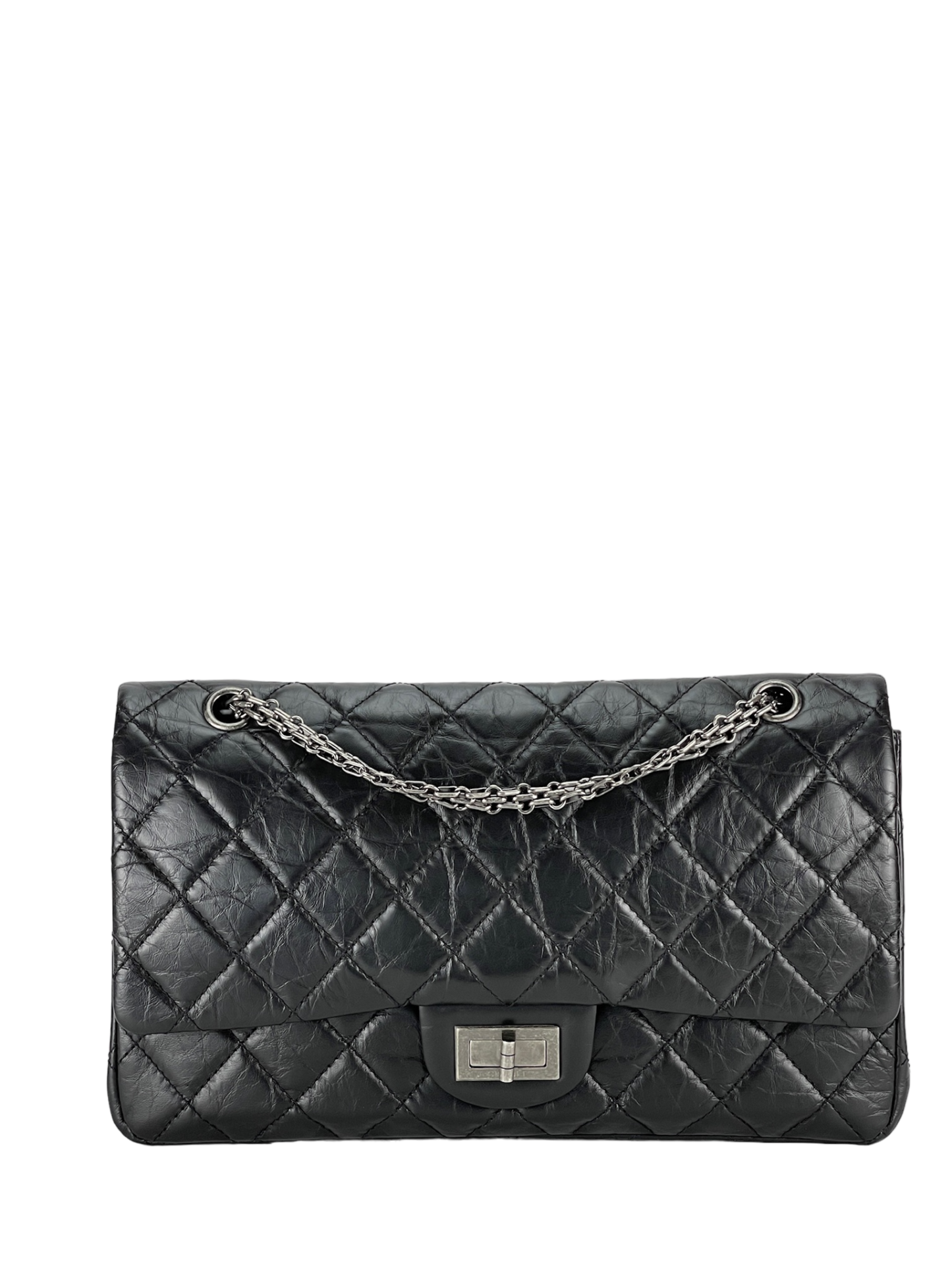 CHANEL - 2.55 Reissue 227 Flap Black Calfskin Ruthenium Hardware