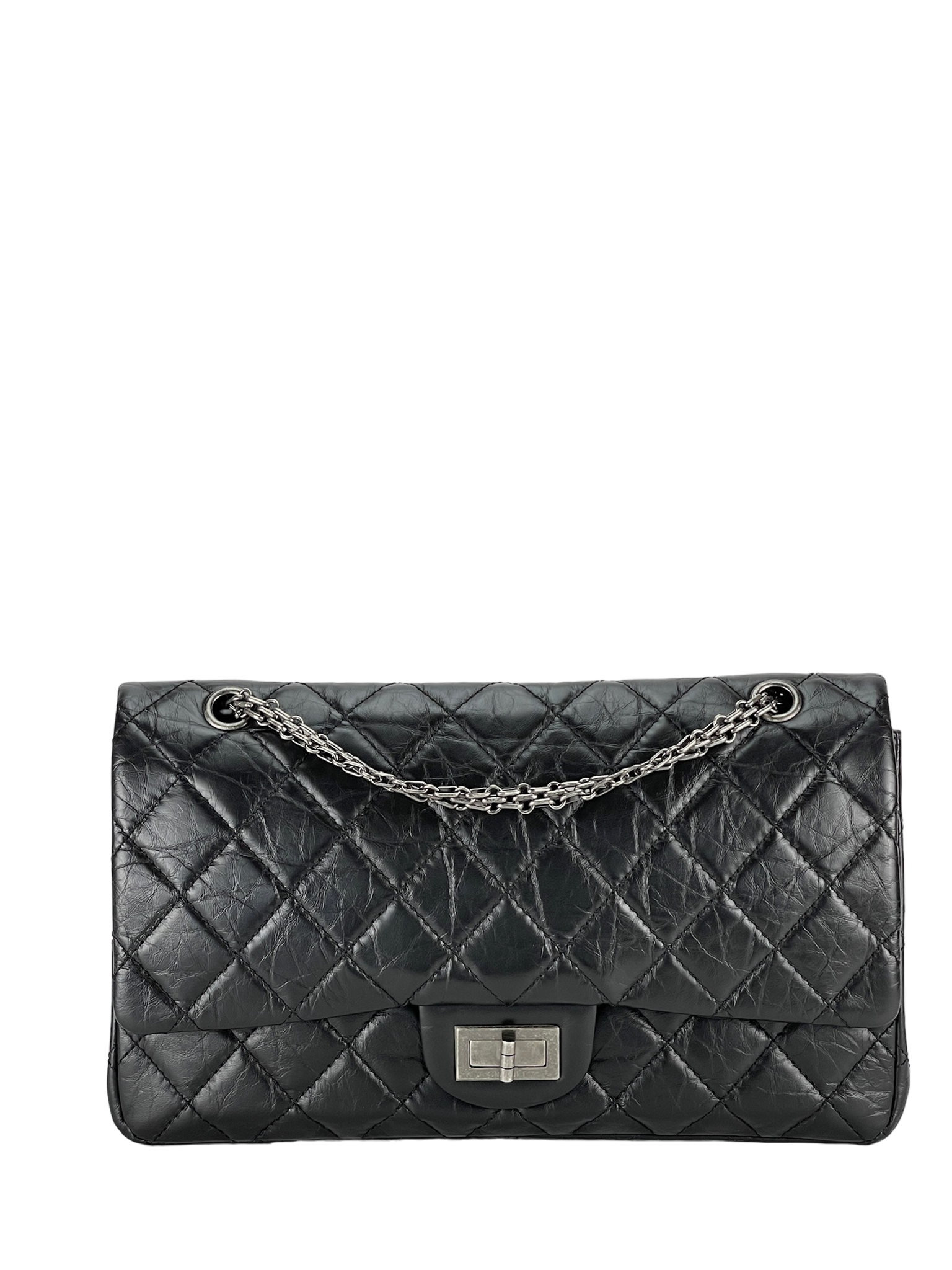 CHANEL - 2.55 Reissue 227 Flap Black Calfskin Ruthenium Hardware