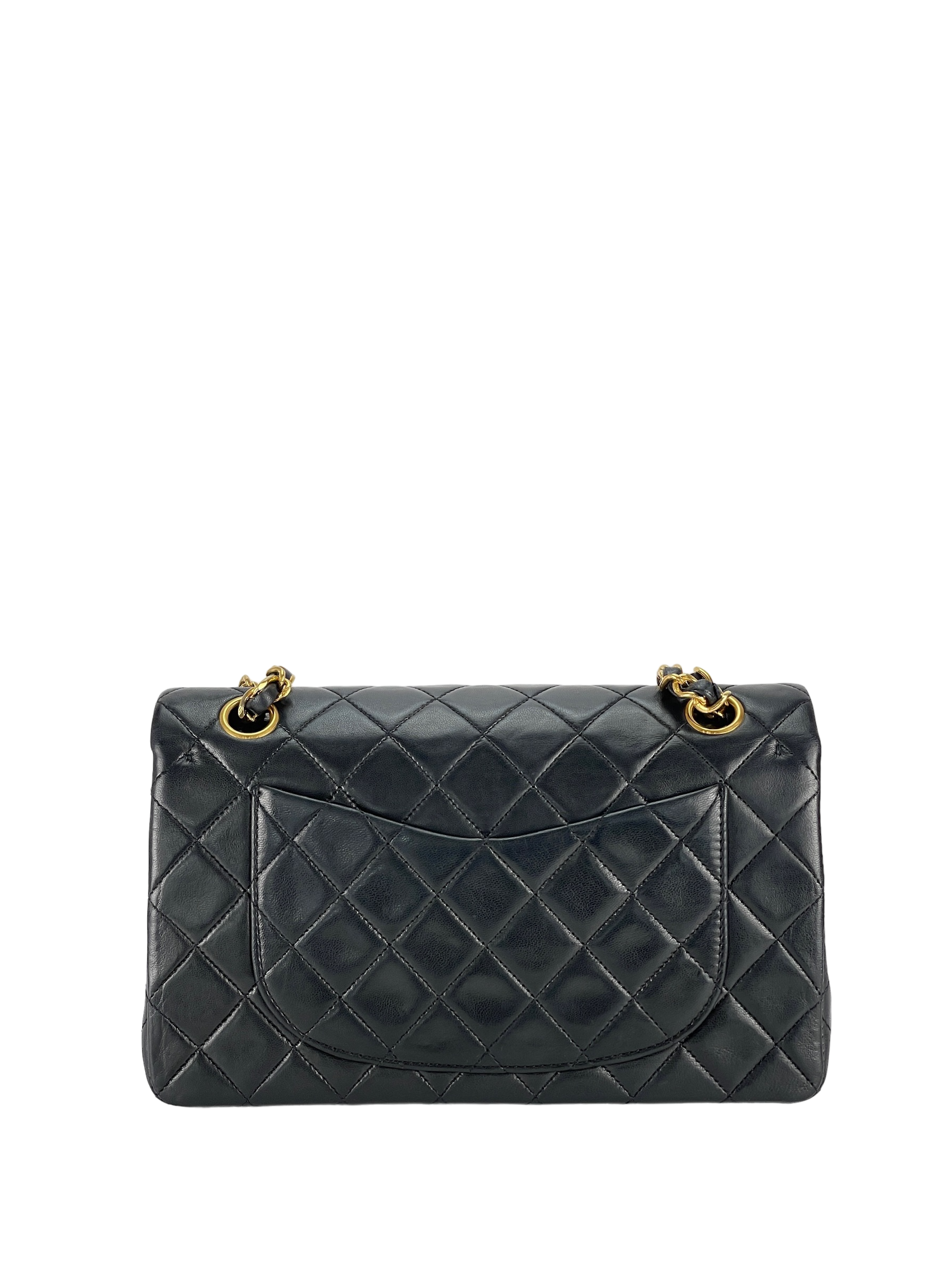 CHANEL - Medium Classic Double Flap Bag Black Lambskin Gold Hardware (CF25)
