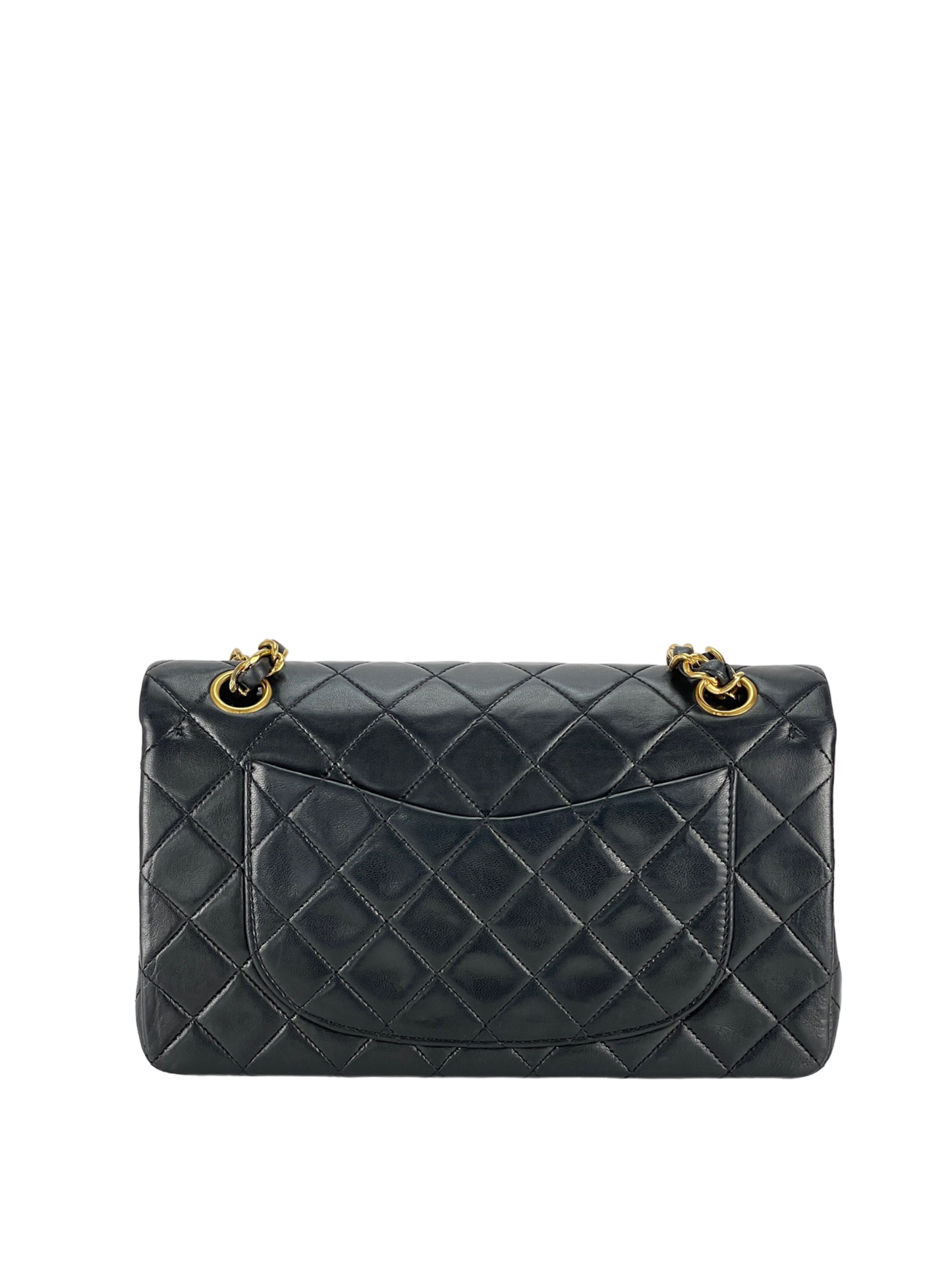 CHANEL - Small Classic Double Flap Bag Black Caviar Lambskin Gold Hardware (CF23)