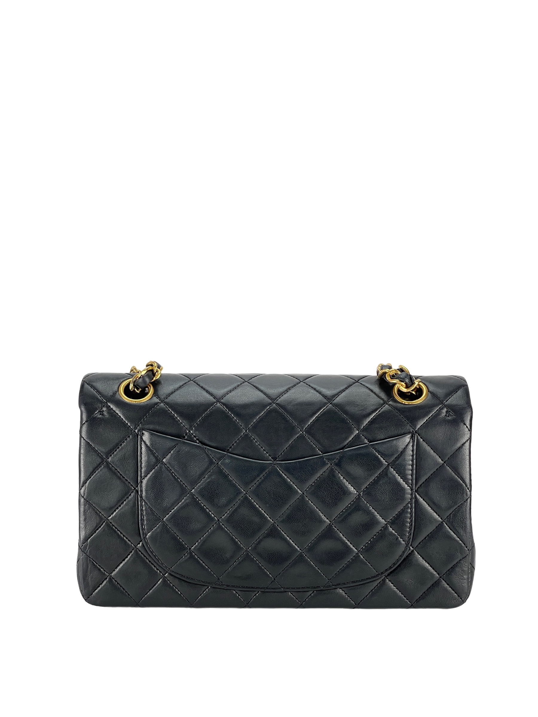 CHANEL - Small Classic Double Flap Bag Black Caviar Lambskin Gold Hardware (CF23)
