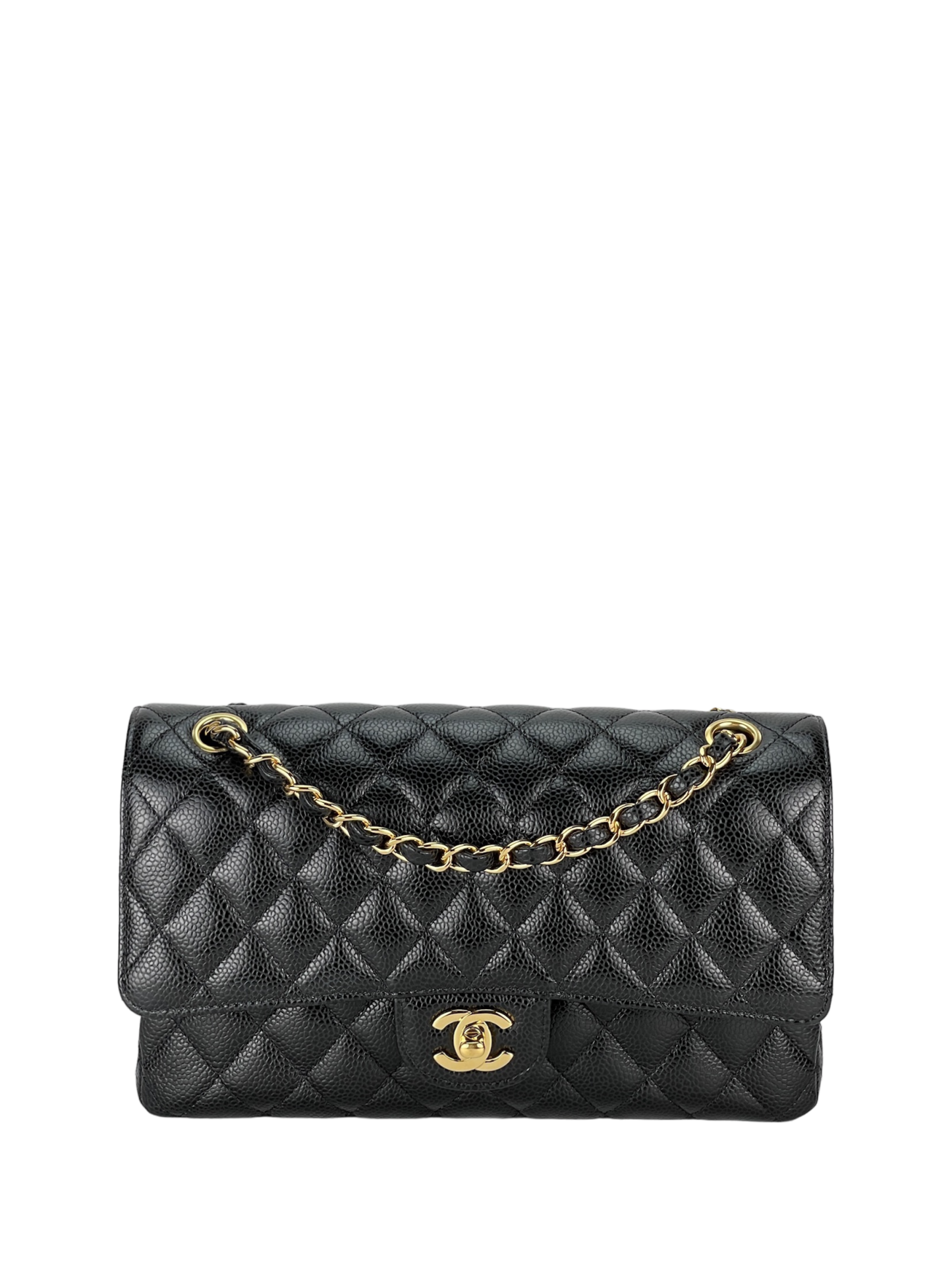 CHANEL - Medium Classic Double Flap Bag Black Caviar Gold Hardware (CF25)