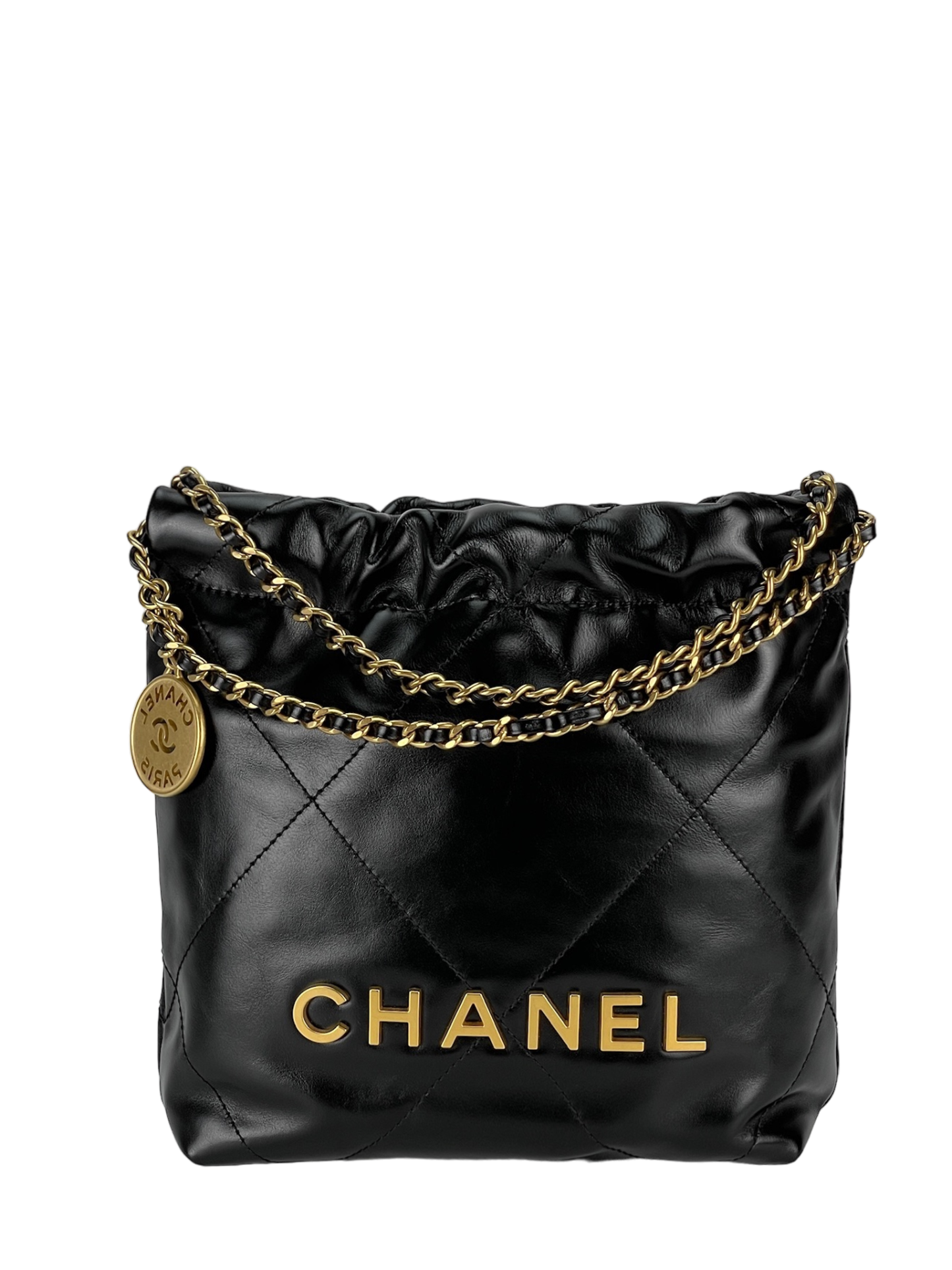 CHANEL - 22 Mini Bag Black Calfskin Gold Hardware
