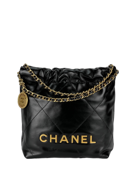 CHANEL - 22 Mini Bag Black Calfskin Gold Hardware