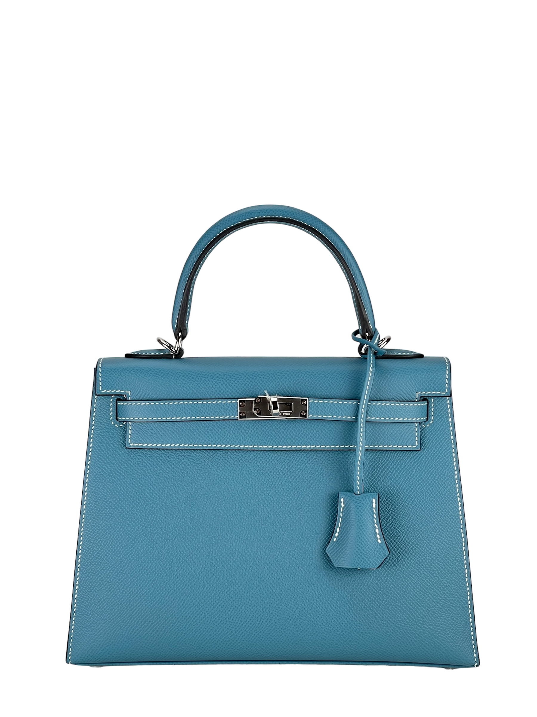 HERMES - Kelly 25 New Blue Jean Epsom Palladium Hardware