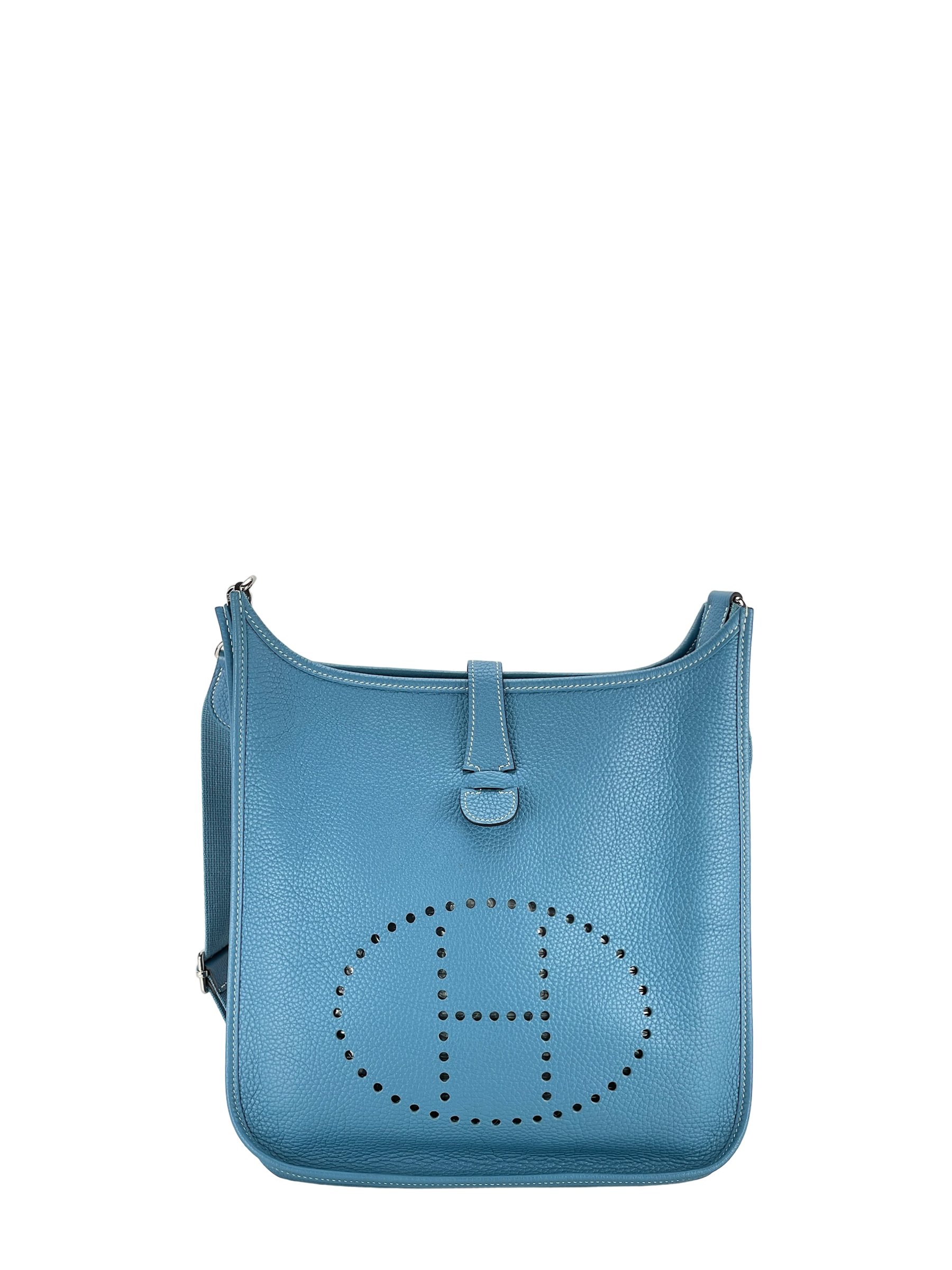 HERMES - Evelyne GM Evelyne 33 Blue Jean Clemence Palladium Hardware