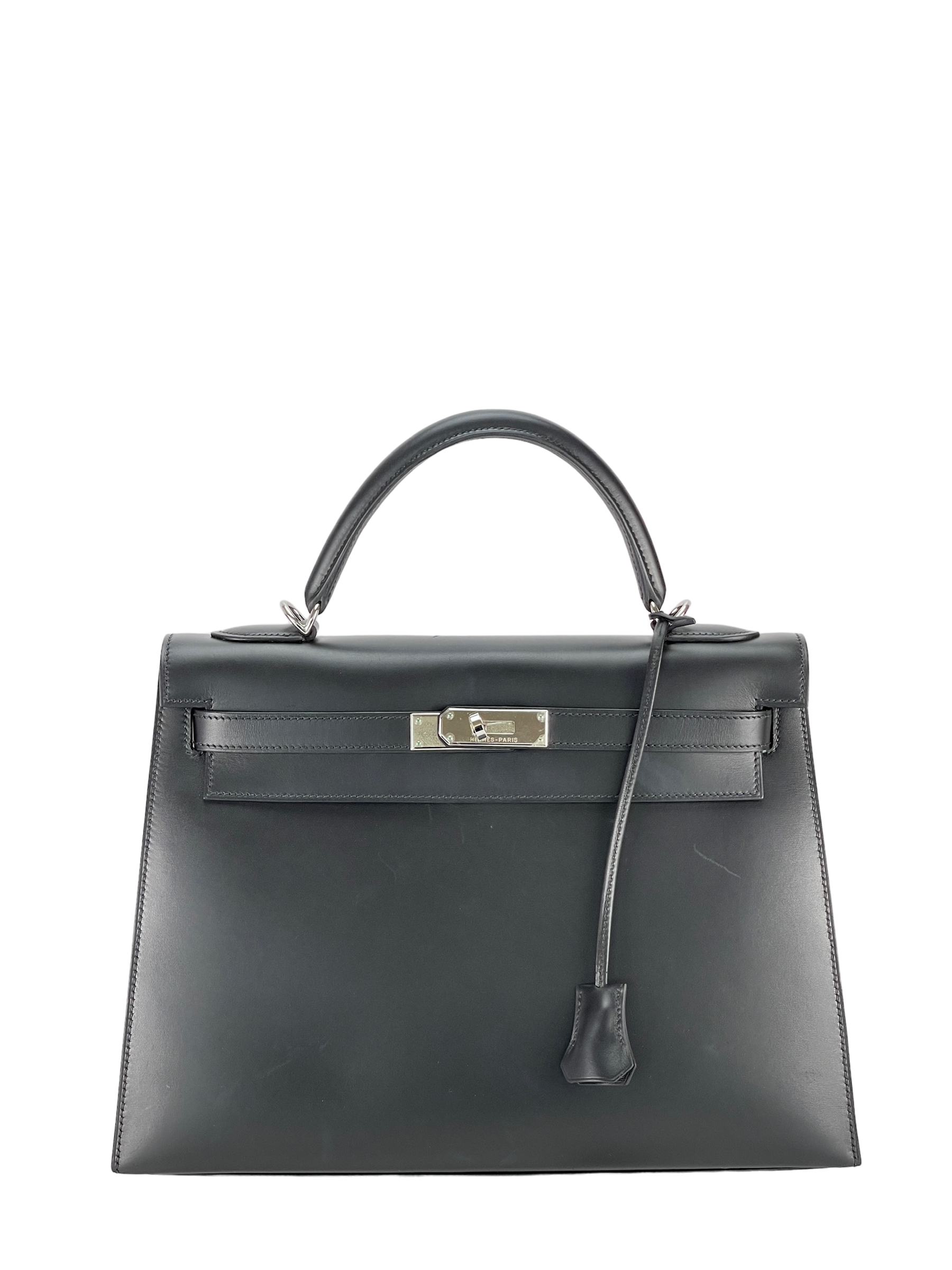 HERMES - Kelly 32  Chamonix Barenia Faubourg Palladium Hardware