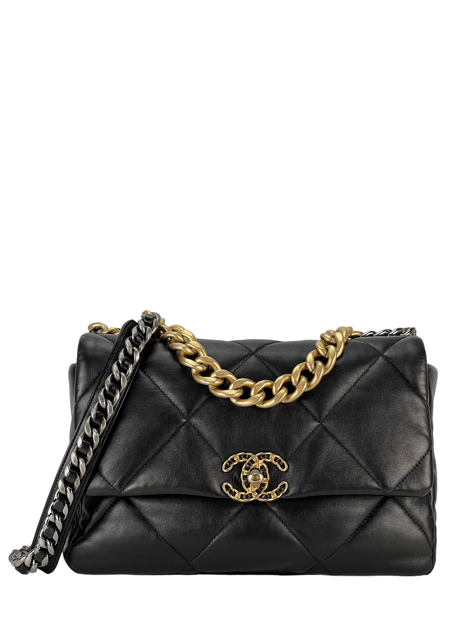 CHANEL - Black Lambskin 19 Medium Flap Bag