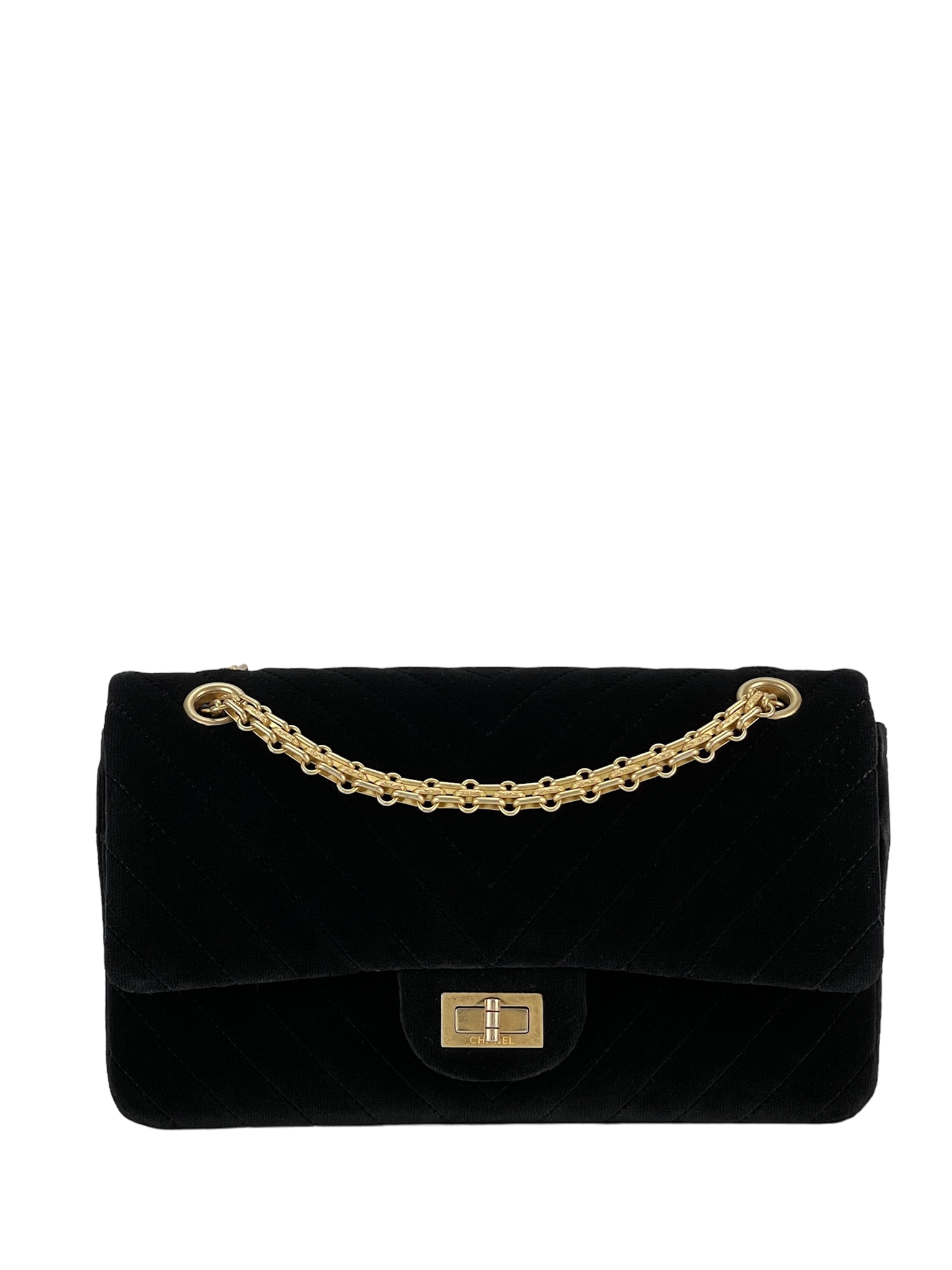 CHANEL - 2.55 Reissue 225 Flap Black Velvet Shoulder Bag