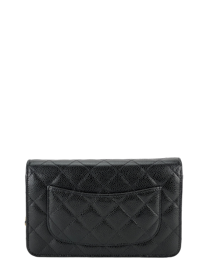 CHANEL - Black Caviar Wallet On Chain Gold-Tone Metal (WOC)