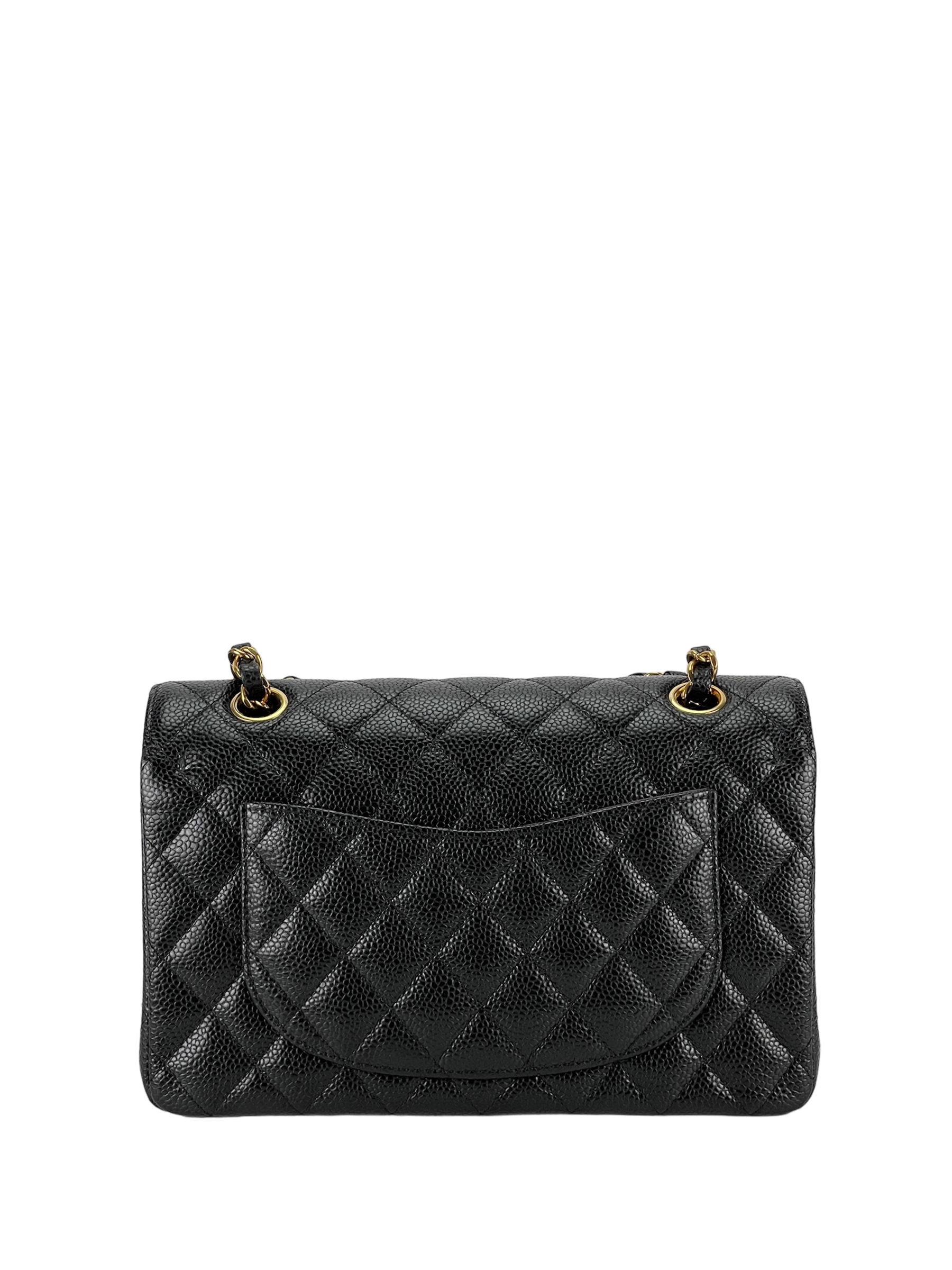 CHANEL - Small Classic Double Flap Bag Black Caviar Gold Hardware (CF23)