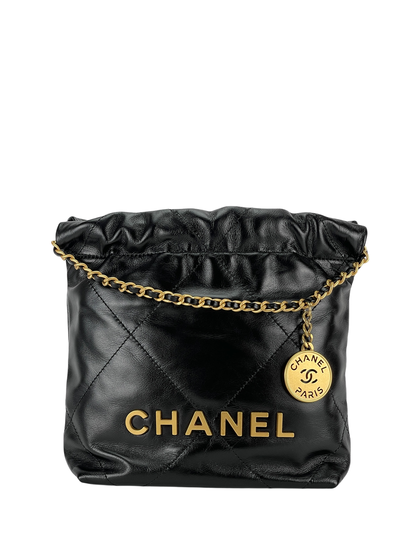 CHANEL - 22 Mini Bag Black Calfskin Gold Hardware