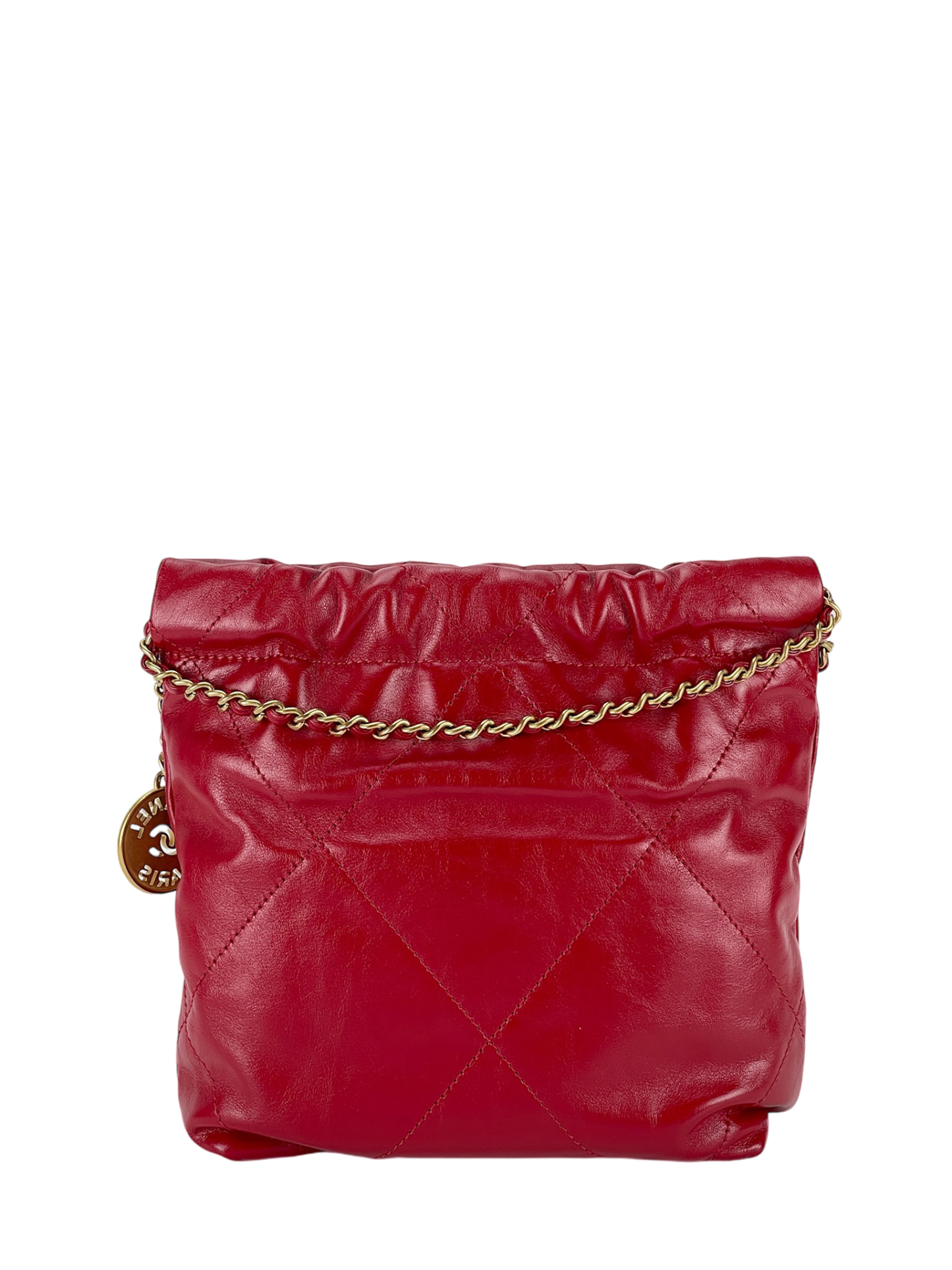 CHANEL - 22 Mini Bag Red Calfskin Gold Hardware