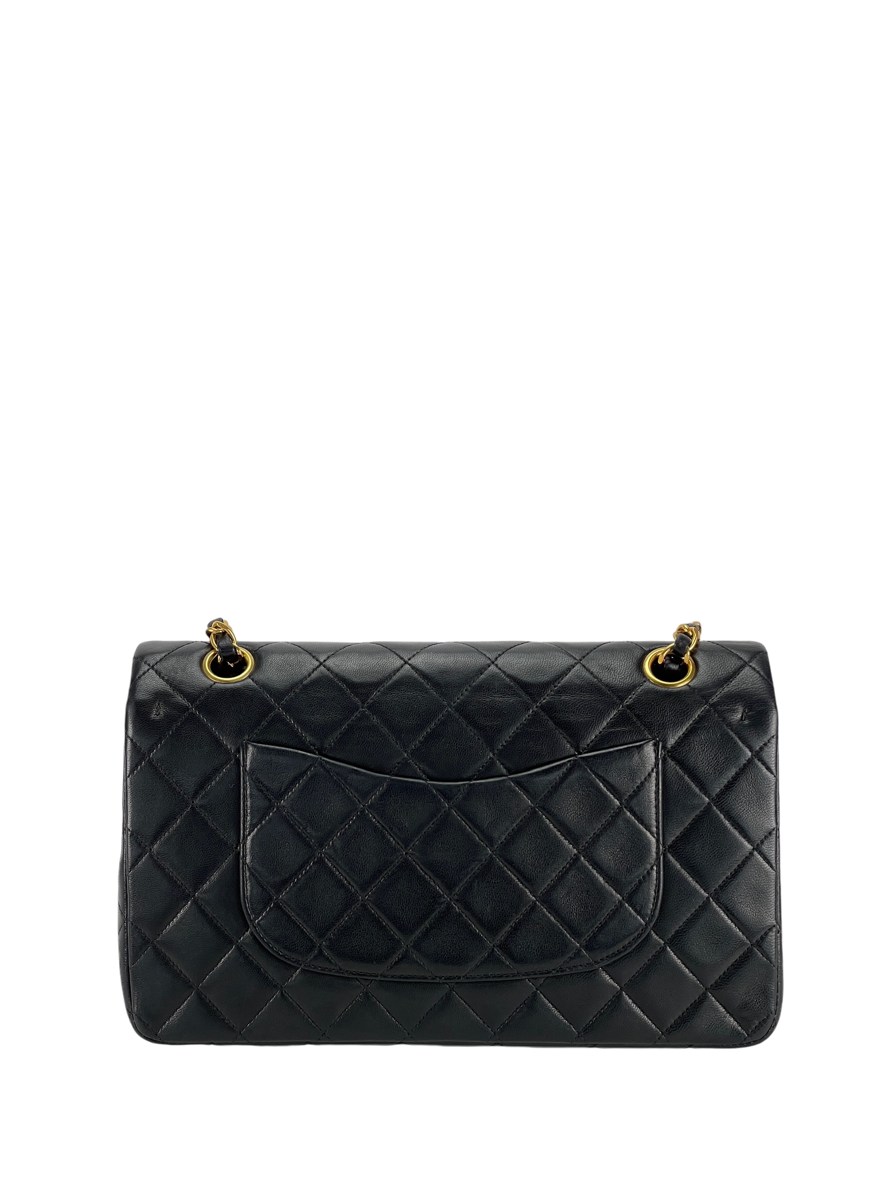 CHANEL - Medium Classic Double Flap Bag Black Lambskin Gold Hardware (CF25)