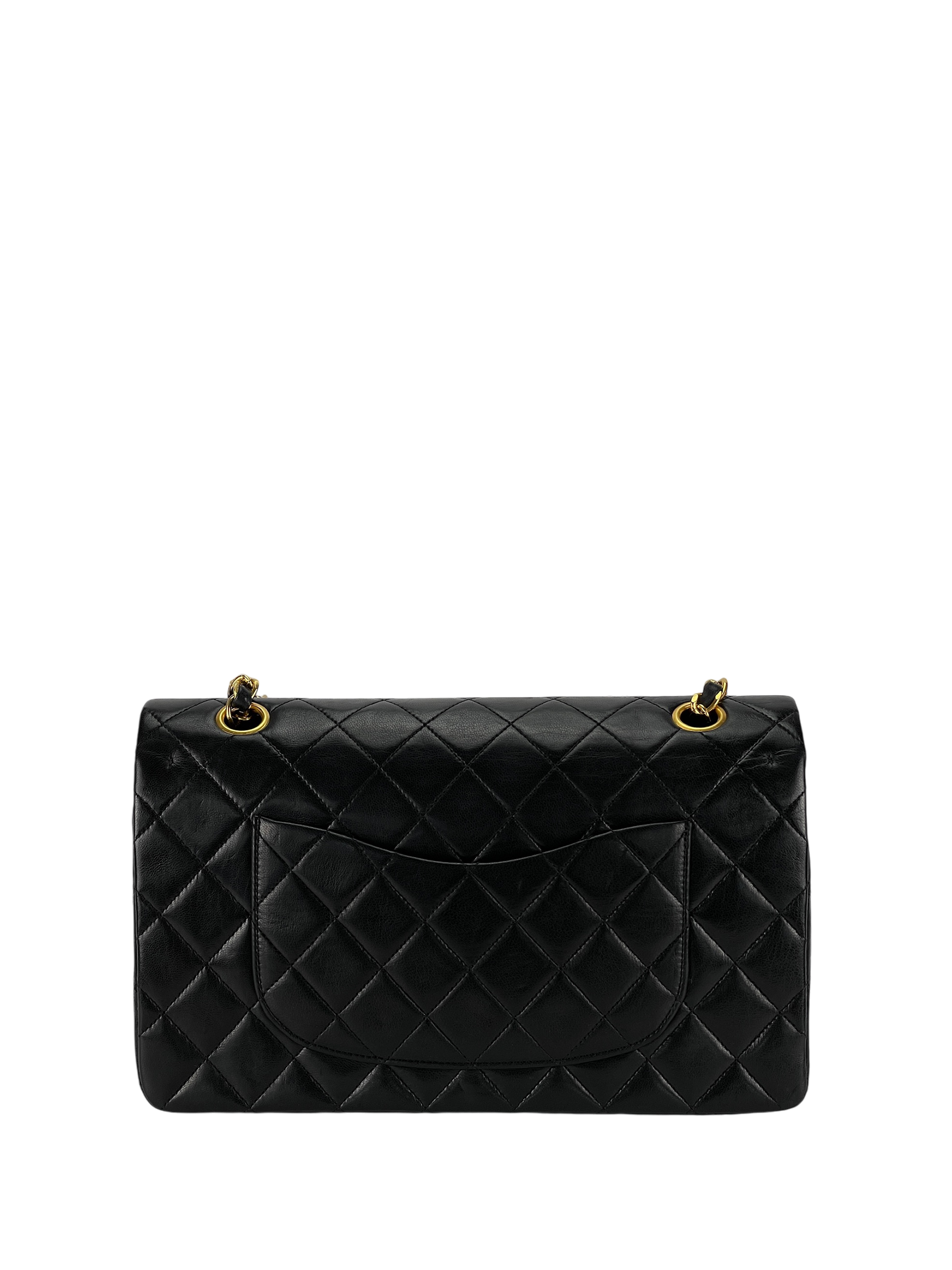 CHANEL - Medium Classic Double Flap Bag Black Lambskin Gold Hardware (CF25) 