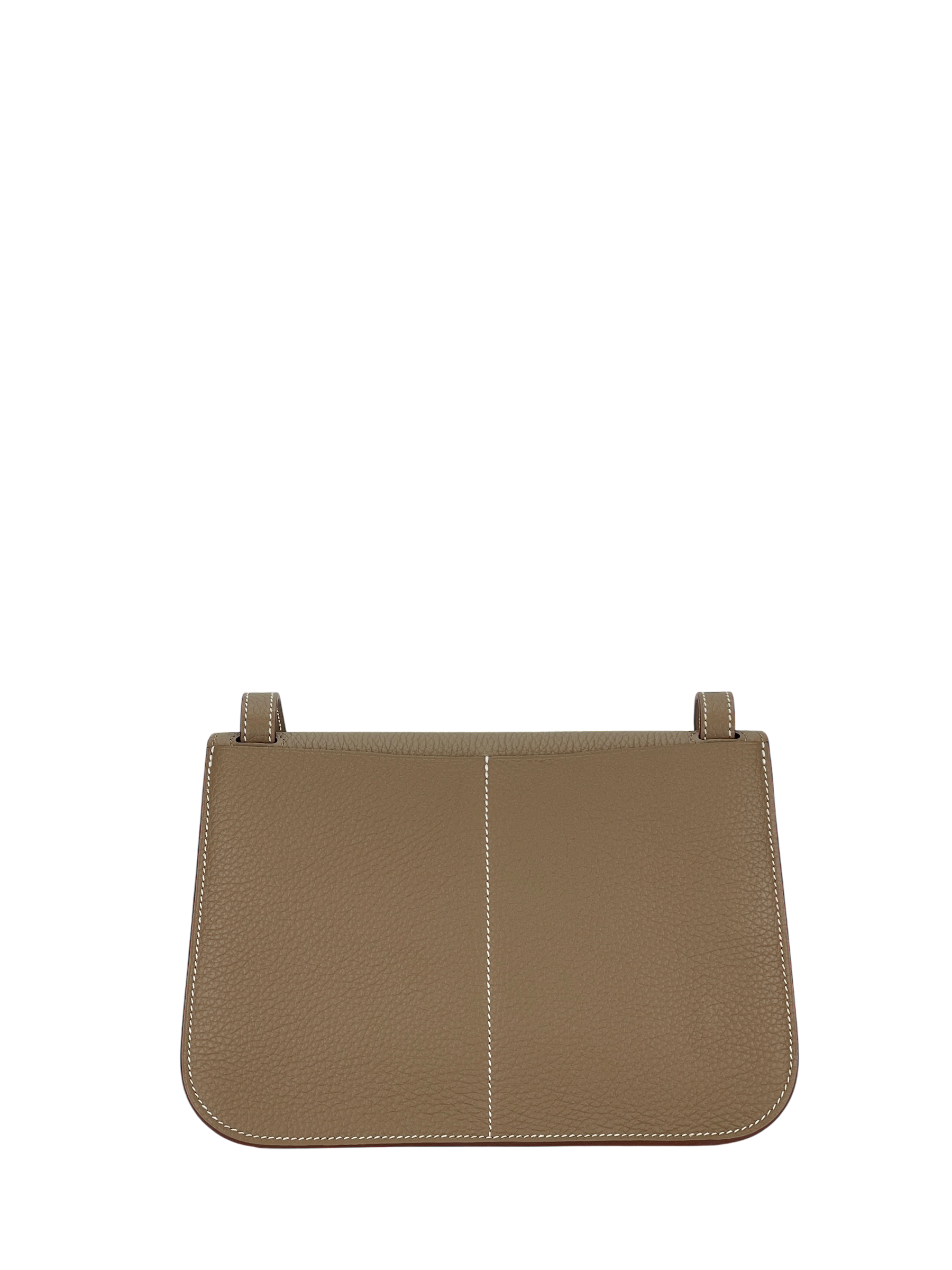 HERMES - Halzan 25 Etoupe Clemence Palladium Hardware