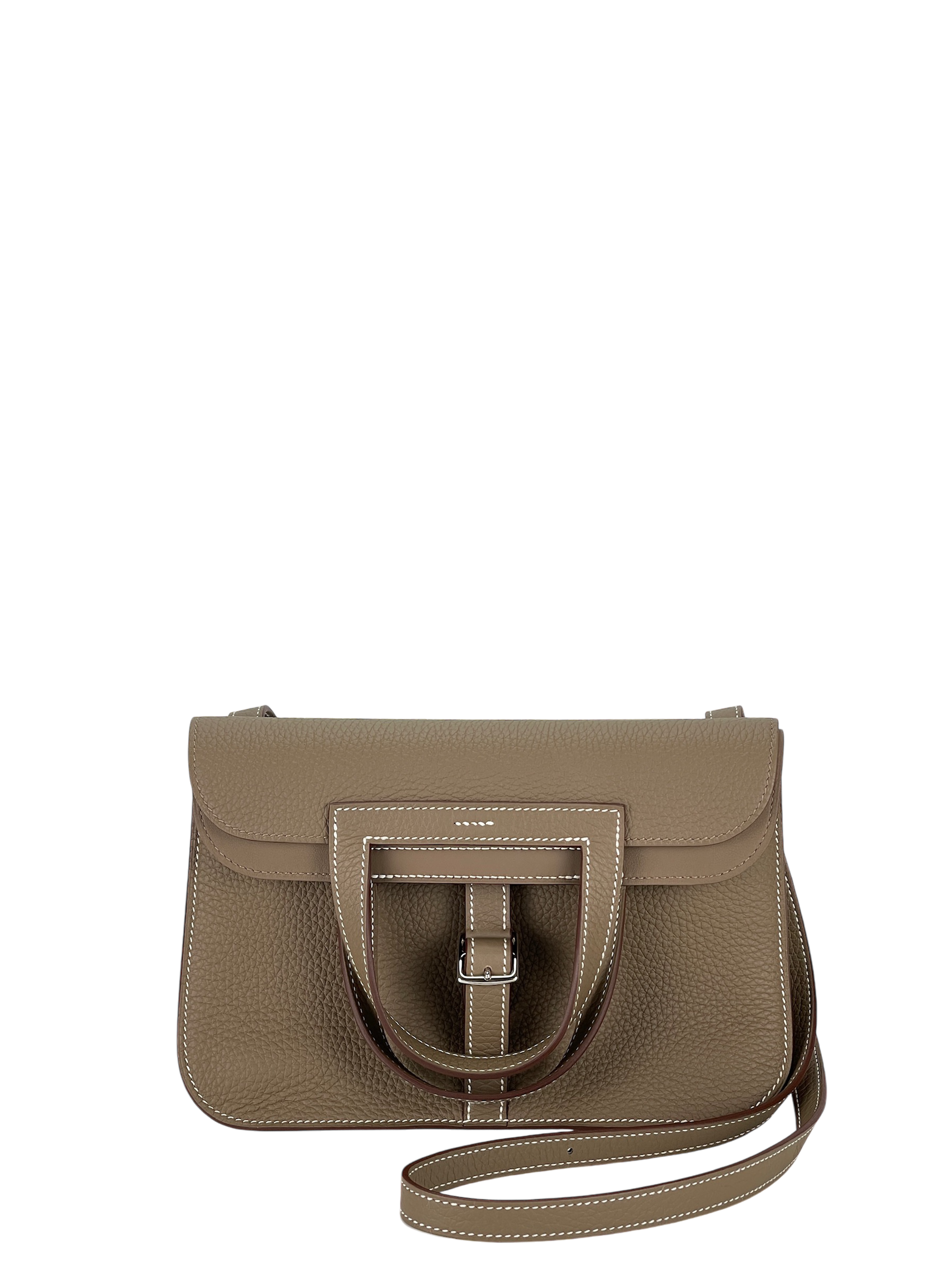 HERMES - Halzan 25 Etoupe Clemence Palladium Hardware