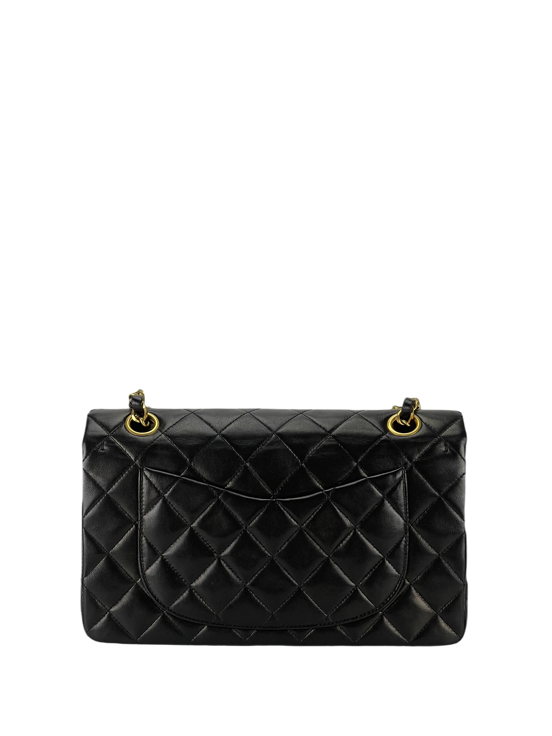 CHANEL - Small Classic Double Flap Bag Black Lambskin Gold Hardware (CF23)