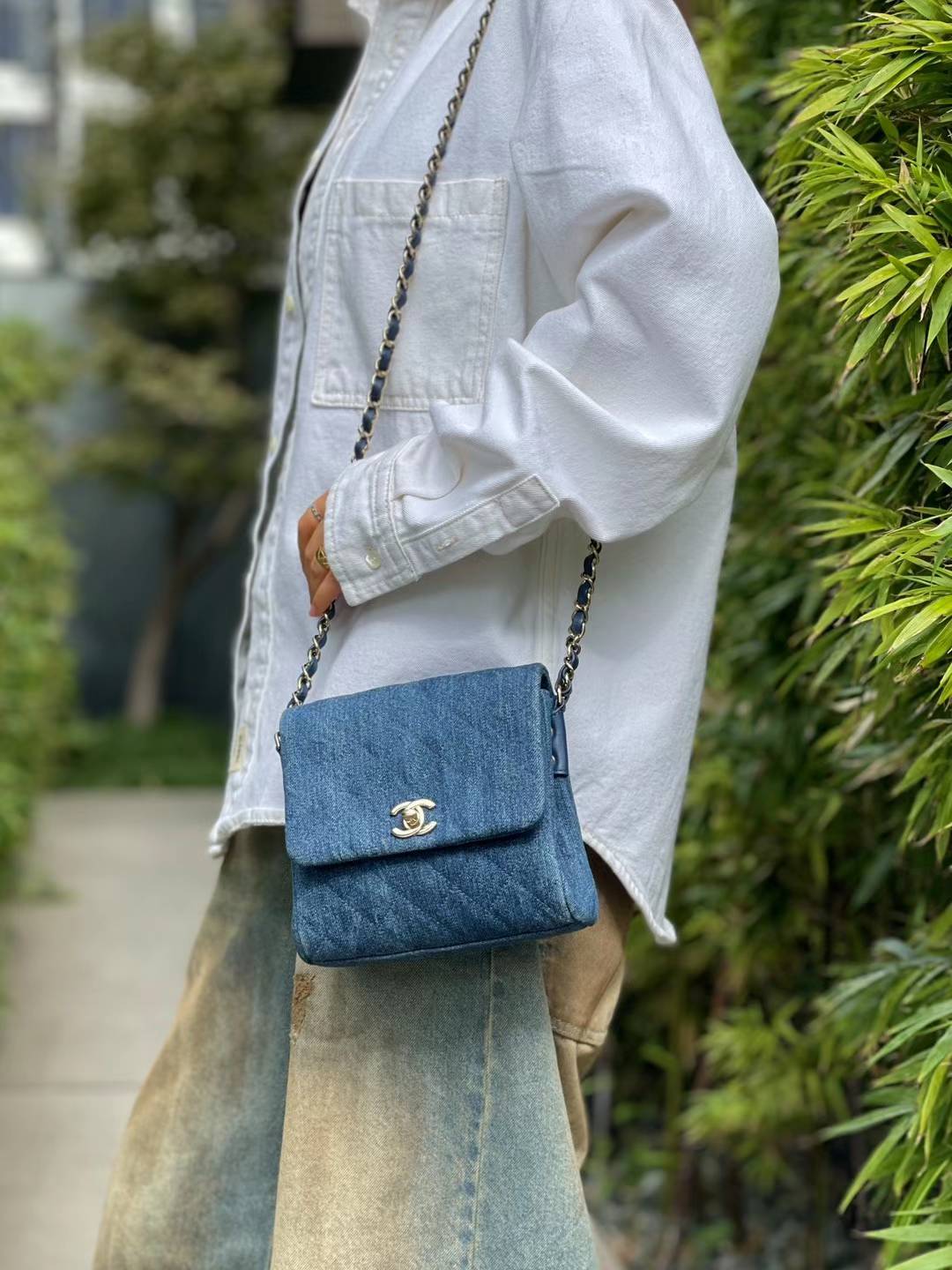CHANEL - Flap Bag Shoulder Bag Blue Denim