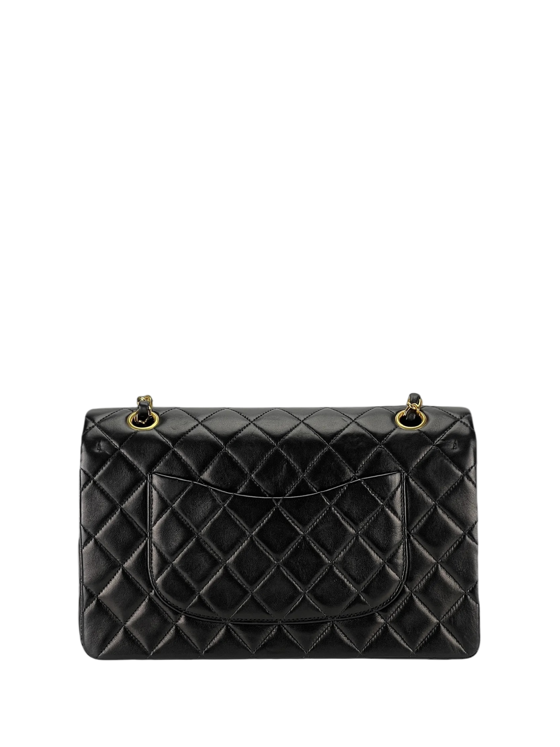 CHANEL - Medium Classic Double Flap Bag Black Lambskin Gold Hardware (CF25)