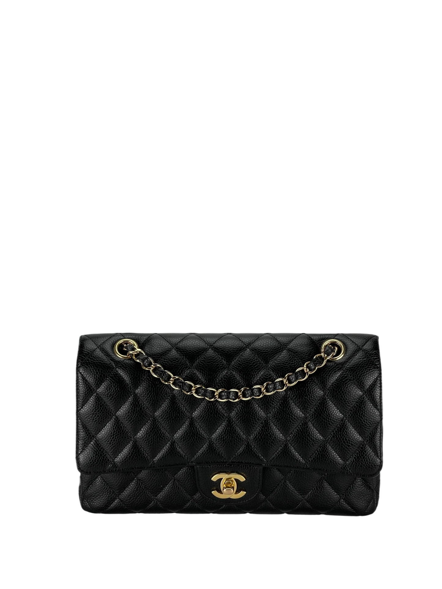 CHANEL - Medium Classic Double Flap Bag Black Caviar Gold Hardware (CF25)