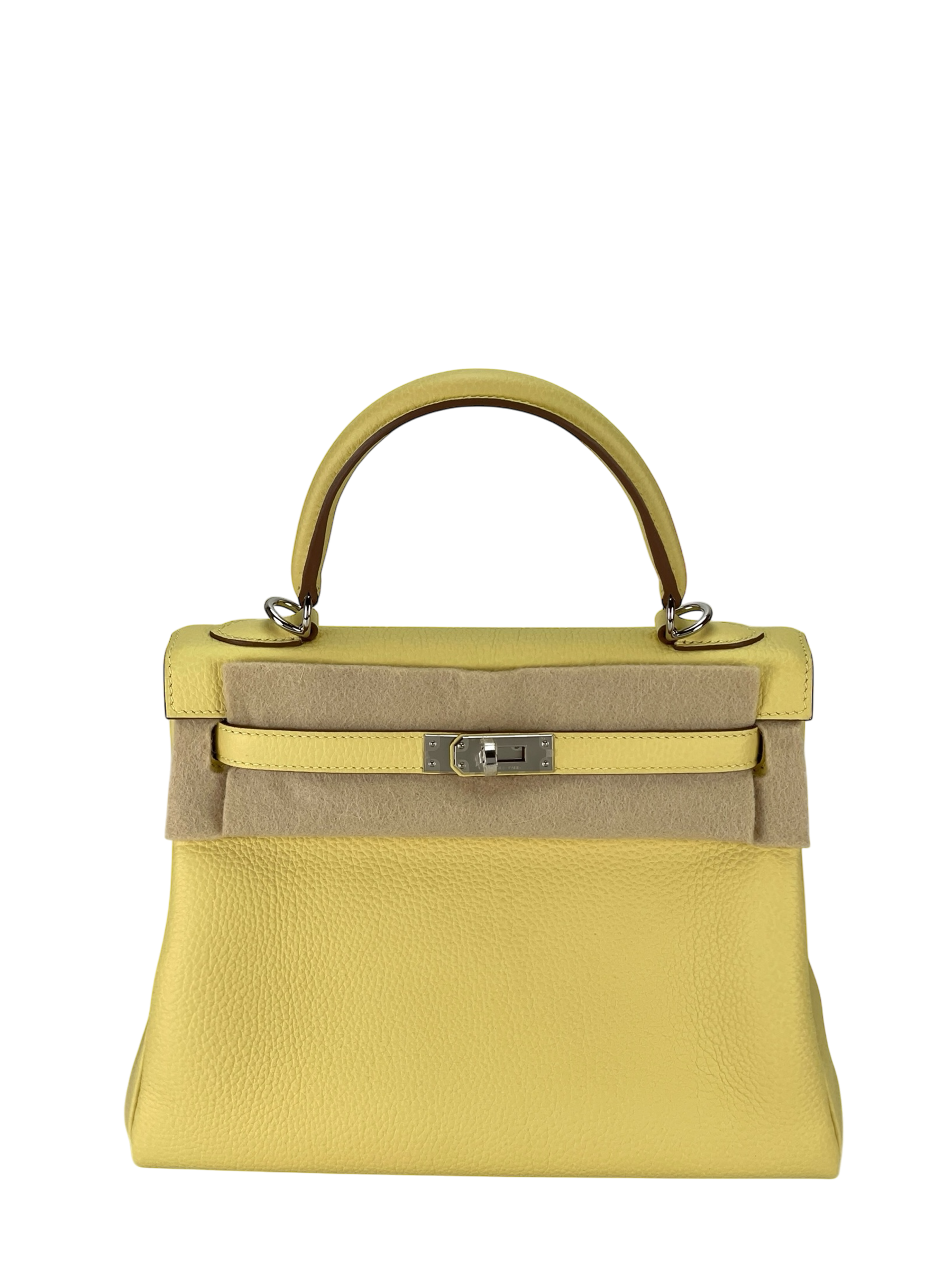 HERMES - Kelly 25 1Z Jaune Poussin Togo Palladium Hardware