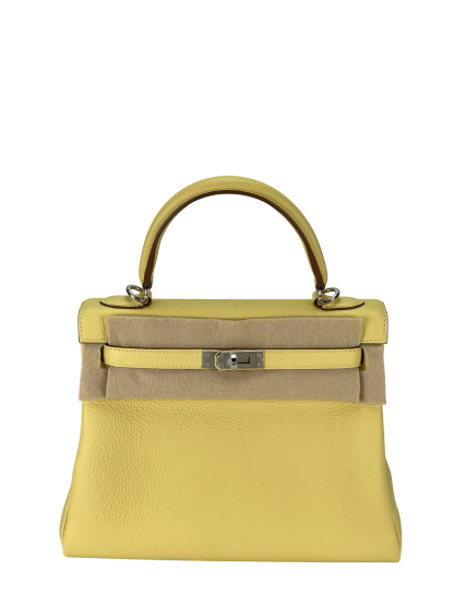 HERMES - Kelly 25 1Z Jaune Poussin Togo Palladium Hardware