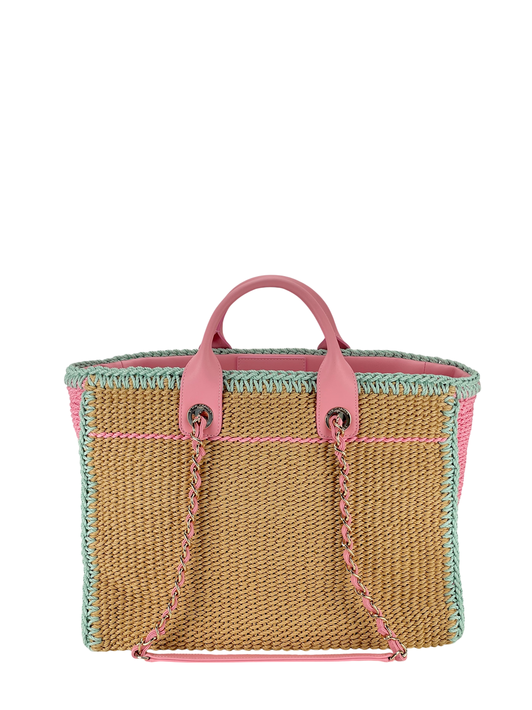 CHANEL - Deauville Tote Cotton Crochet Gold-tone Metal Hardware