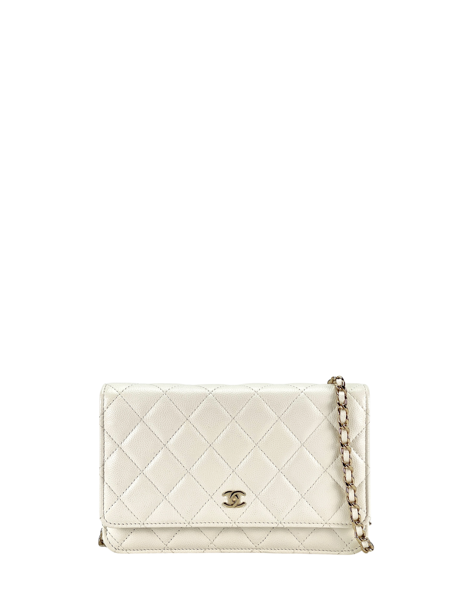 CHANEL - White Caviar Wallet On Chain Silver-Tone Metal (WOC)
