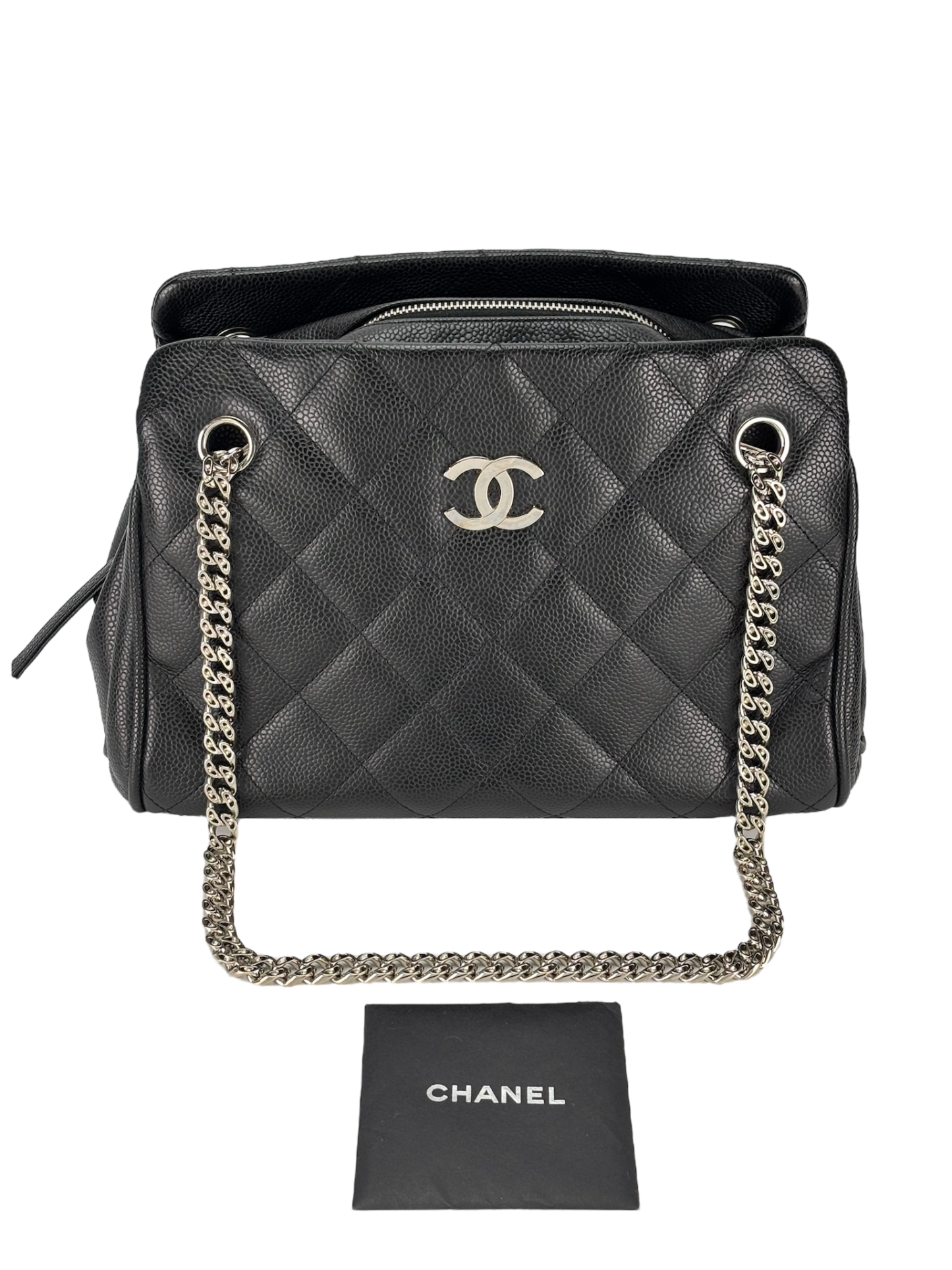 CHANEL - Black Cavair Matelasse Chain Shoulder Bag