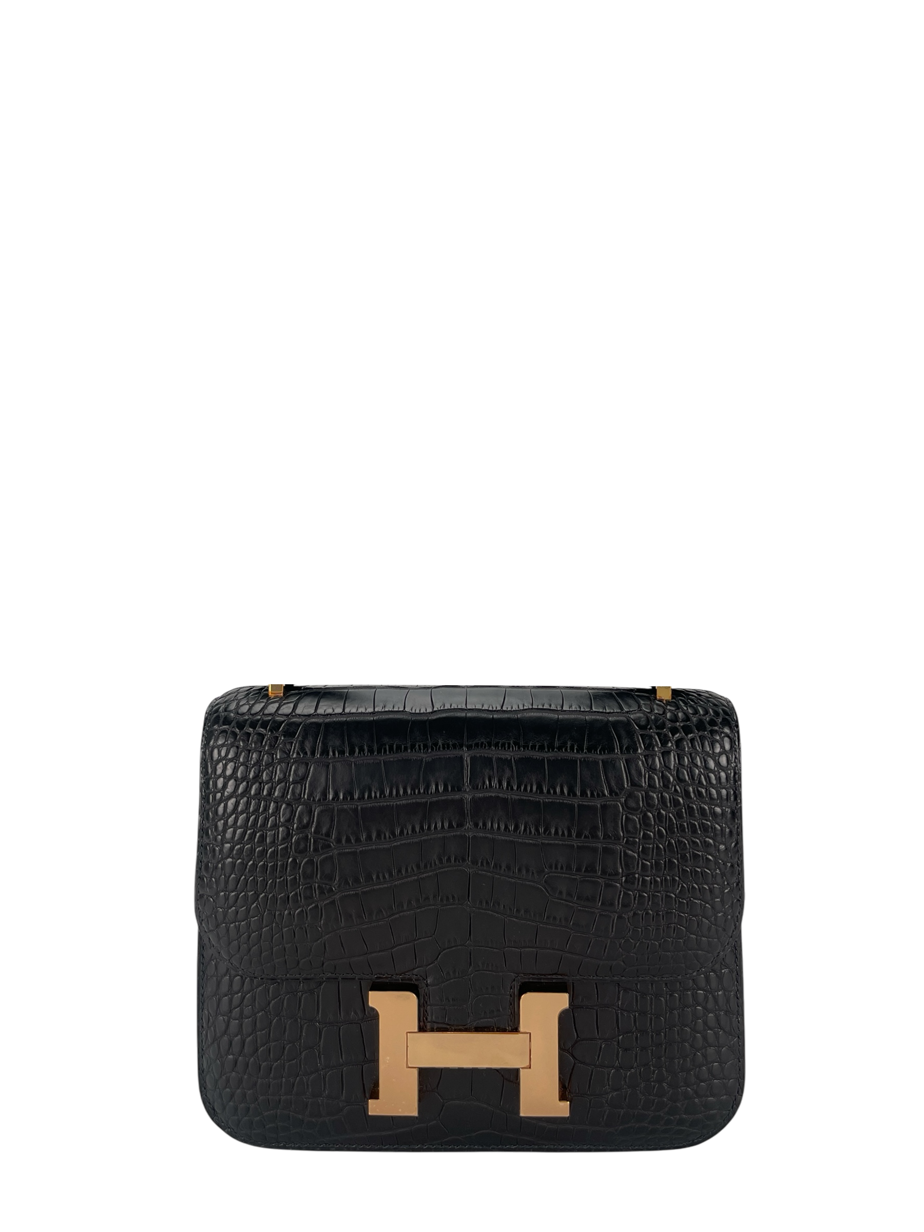 HERMES - Constance 19 Black Crocodile Permabrass Gold Hardware