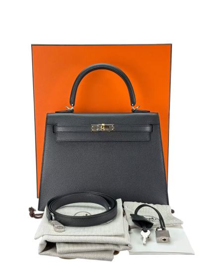 HERMES - Kelly 25 8P Plomb Epsom Electrum Hardware