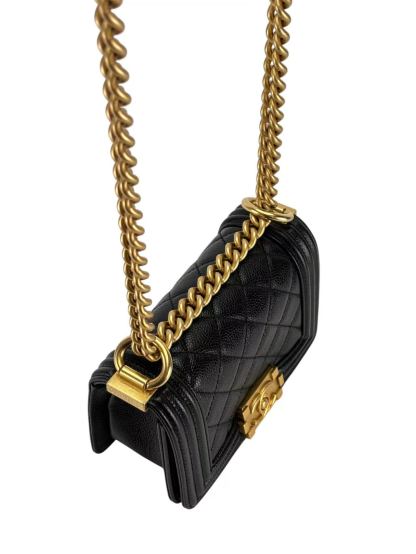 CHANEL - Small Boy Flap Bag Black Caviar Gold Hardware
