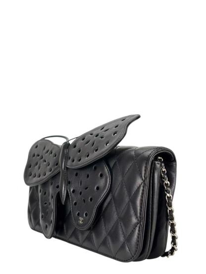 CHANEL - Matelasse Chain Shoulder Bag Butterfly Black Lambskin Sliver Hardware