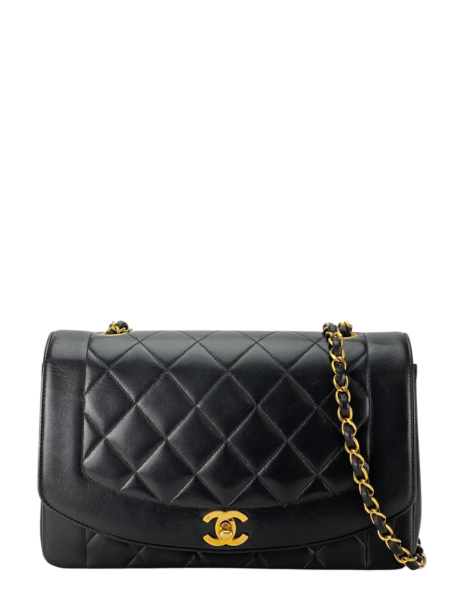 CHANEL - Black Lambskin Medium Diana Shoulder Bag
