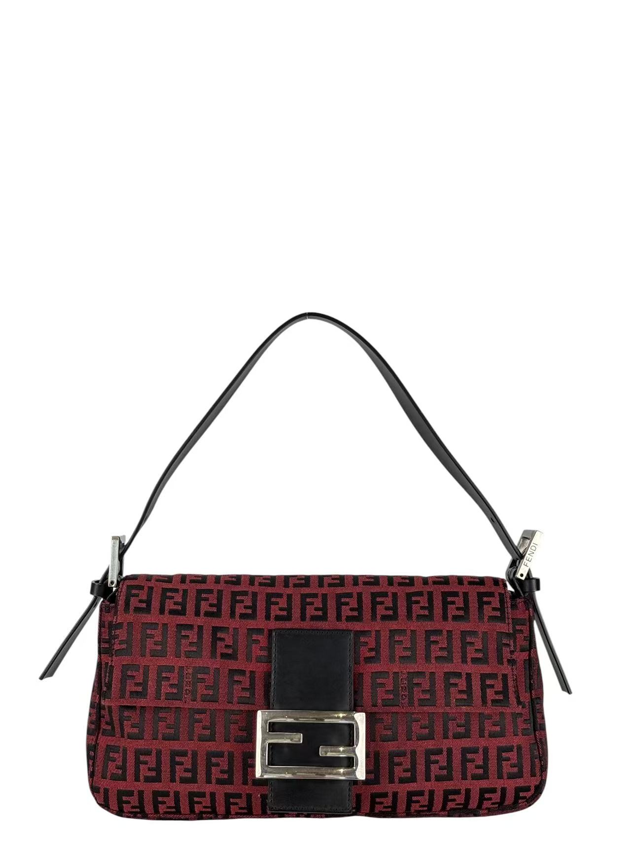 FENDI - Red Zucchino Canvas Baguette Shoulder Bag