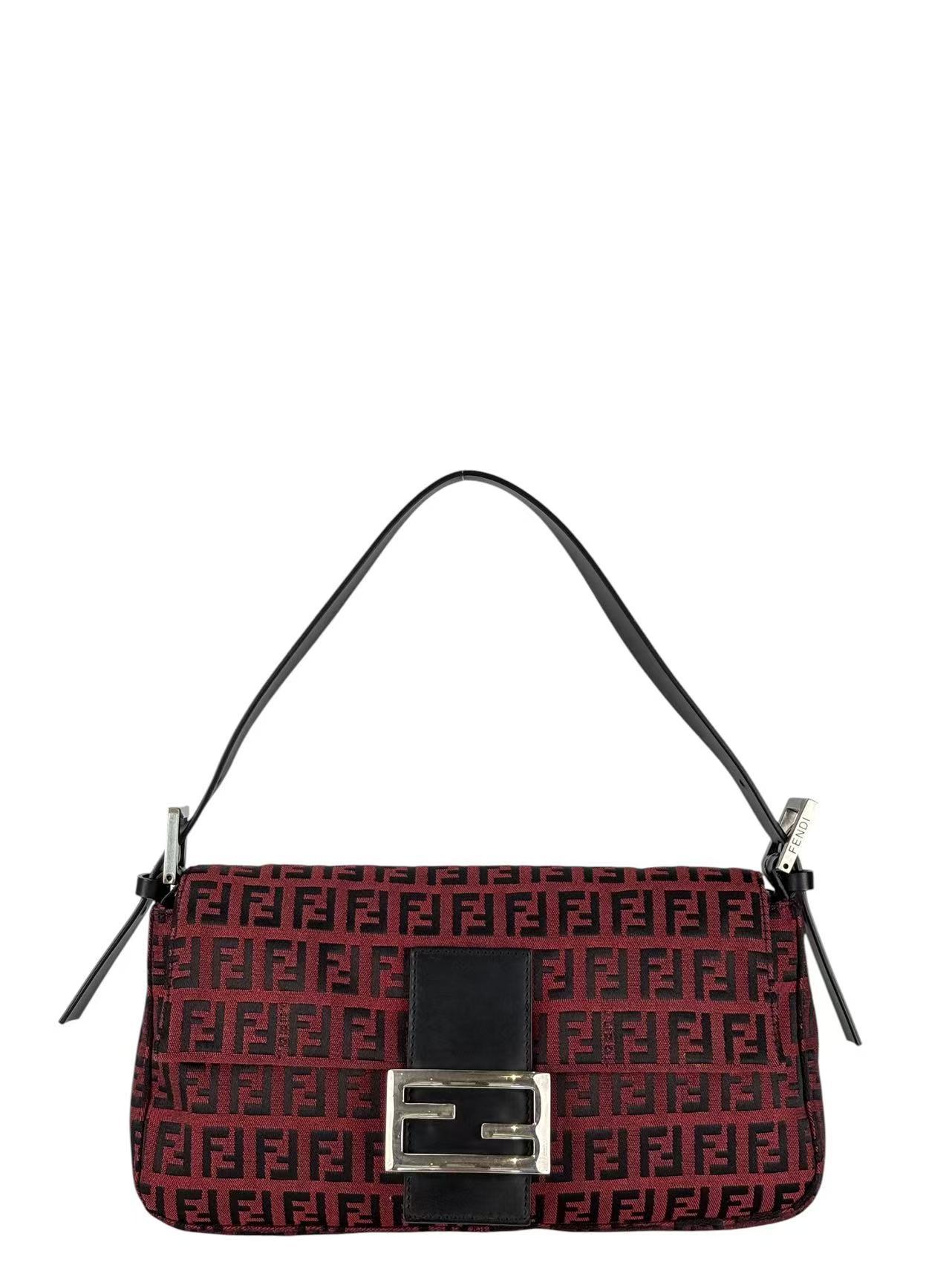 FENDI - Red Zucchino Canvas Baguette Shoulder Bag