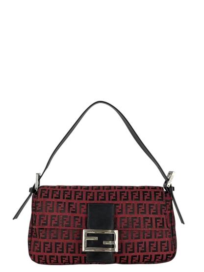 FENDI - Red Zucchino Canvas Baguette Shoulder Bag